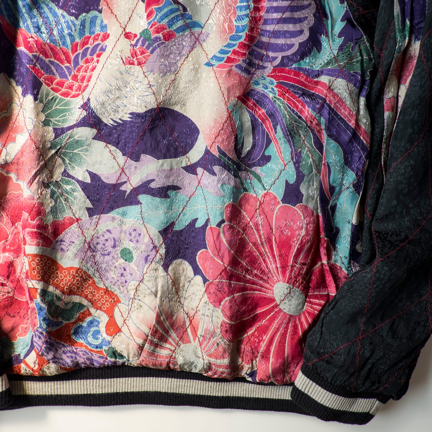 Vintage Reversible Sukajan Jacket Autumn Maple Skull Phoenix Floral Wagara Japanese Y2K Souvenir Bomber