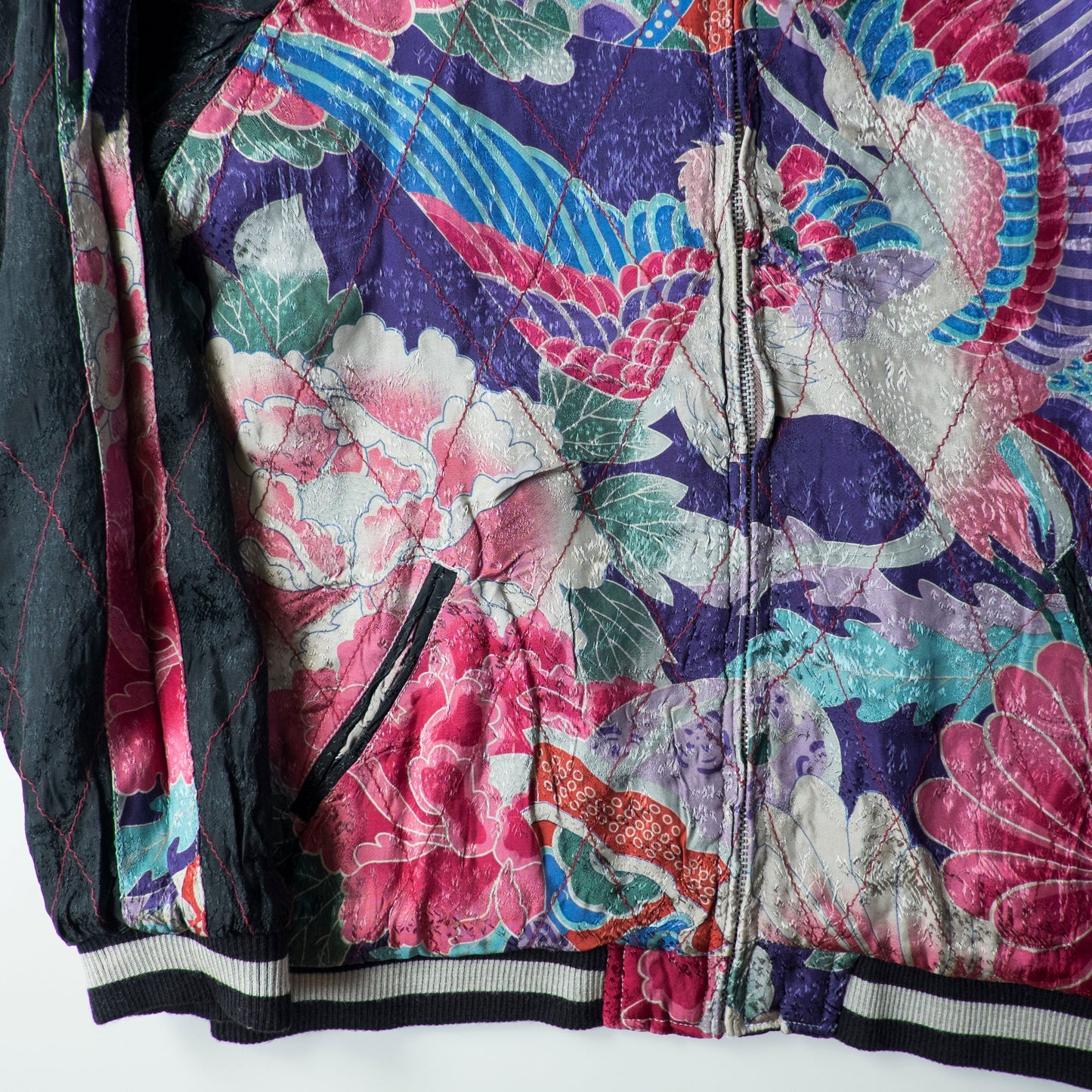 Vintage Reversible Sukajan Jacket Autumn Maple Skull Phoenix Floral Wagara Japanese Y2K Souvenir Bomber