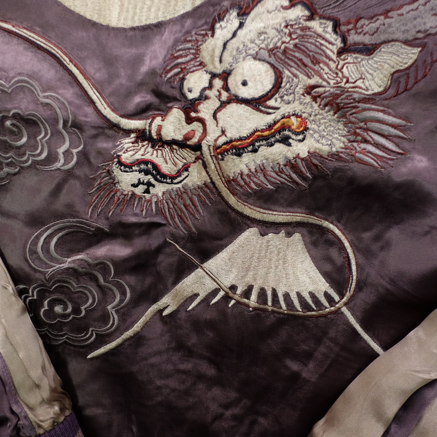 Vintage Japanese Japan Rising Koi Carp Fish Dragon Nihonga Tattoo Art Design Embroidered Yokosuka Jumper Bomber Sukajan Souvenir Jacket (Free ( M-L)