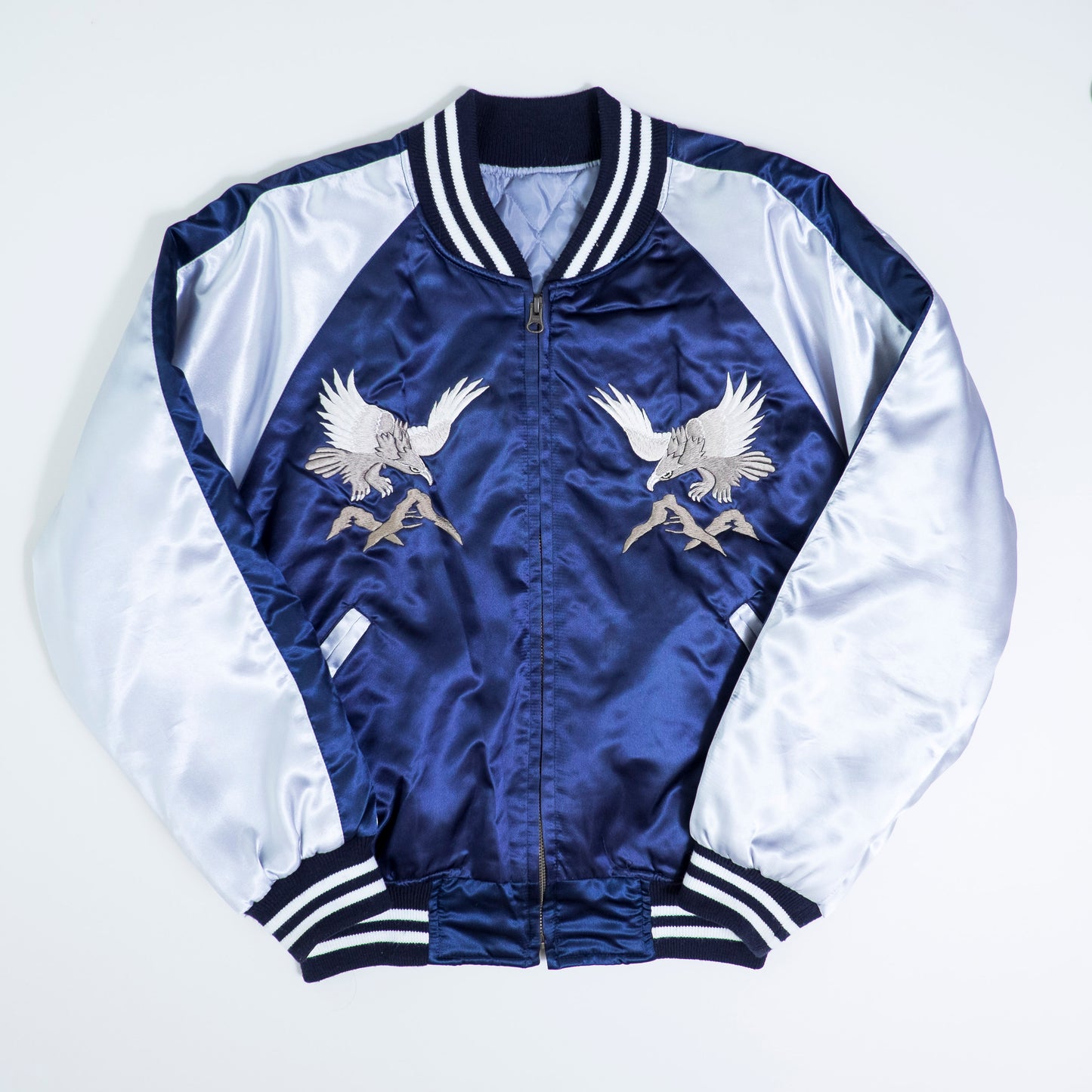Prince Shokai Blue YOKOSUKA JUMPER Vintage Japanese Eagle Hawk Street Wear Fashion Sukajan Bomber Yakuza Gangsta Y2K Souvenir Tour Jacket