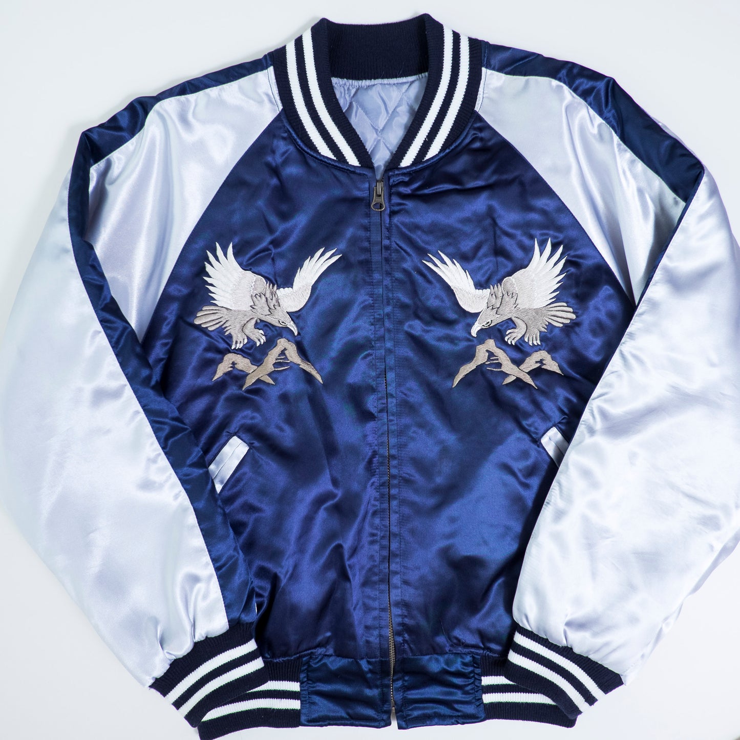 Prince Shokai Blue YOKOSUKA JUMPER Vintage Japanese Eagle Hawk Street Wear Fashion Sukajan Bomber Yakuza Gangsta Y2K Souvenir Tour Jacket