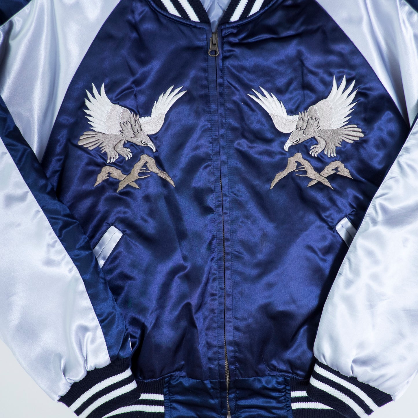 Prince Shokai Blue YOKOSUKA JUMPER Vintage Japanese Eagle Hawk Street Wear Fashion Sukajan Bomber Yakuza Gangsta Y2K Souvenir Tour Jacket