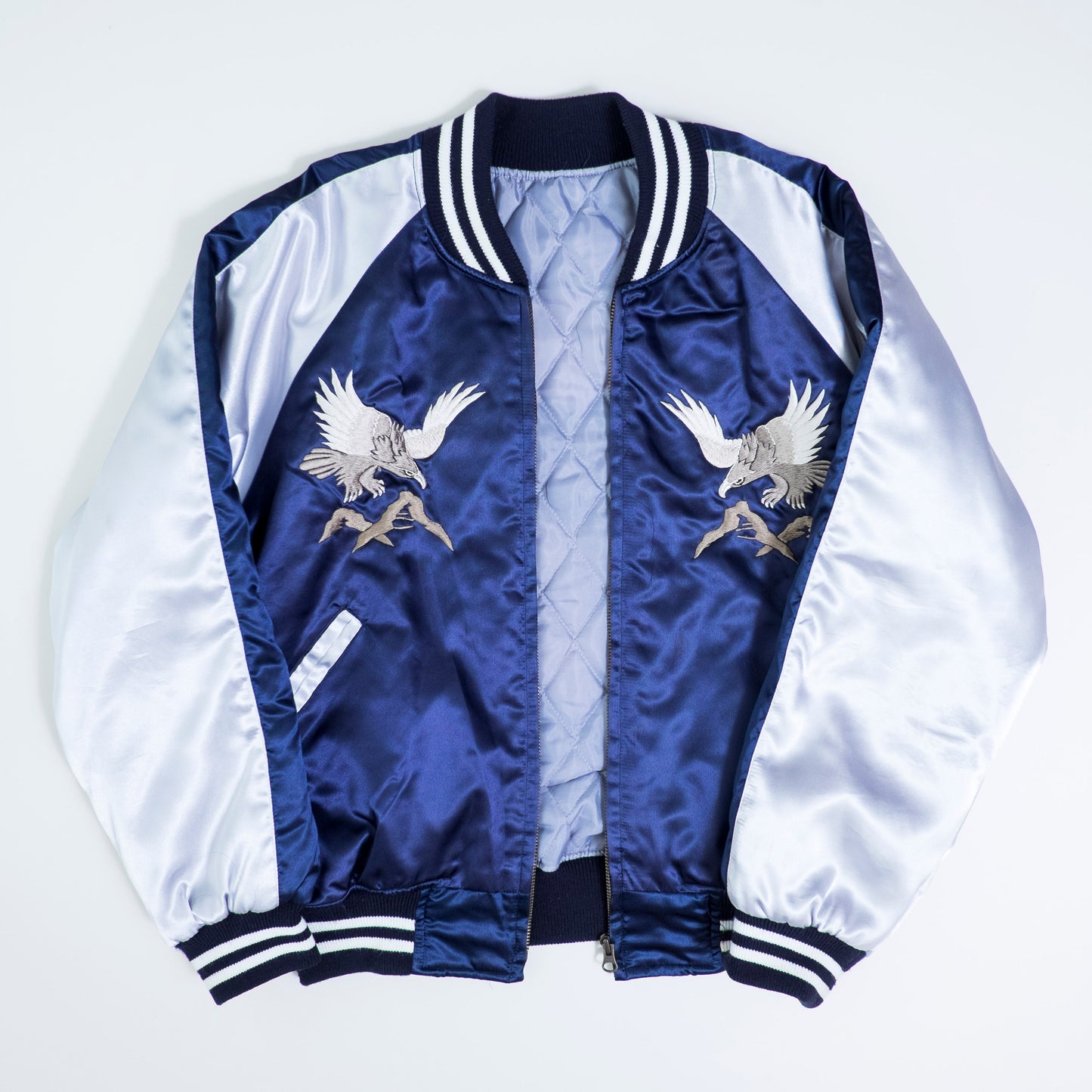 Prince Shokai Blue YOKOSUKA JUMPER Vintage Japanese Eagle Hawk Street Wear Fashion Sukajan Bomber Yakuza Gangsta Y2K Souvenir Tour Jacket