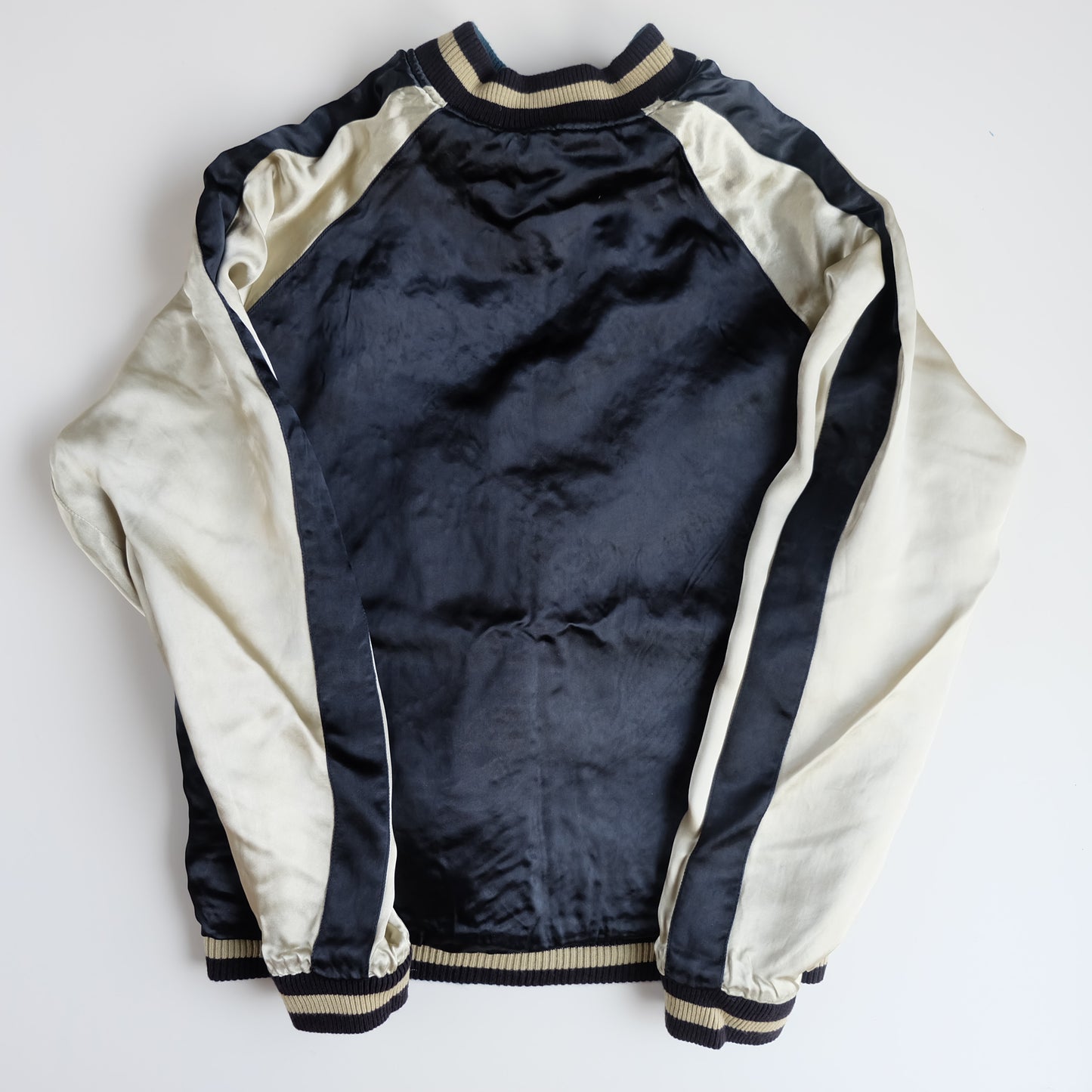 Vintage Japanese Sukajan Jacket Hokusai Great Wave Sakura Mount Fuji Reversible Embroidered Souvenir Bomber