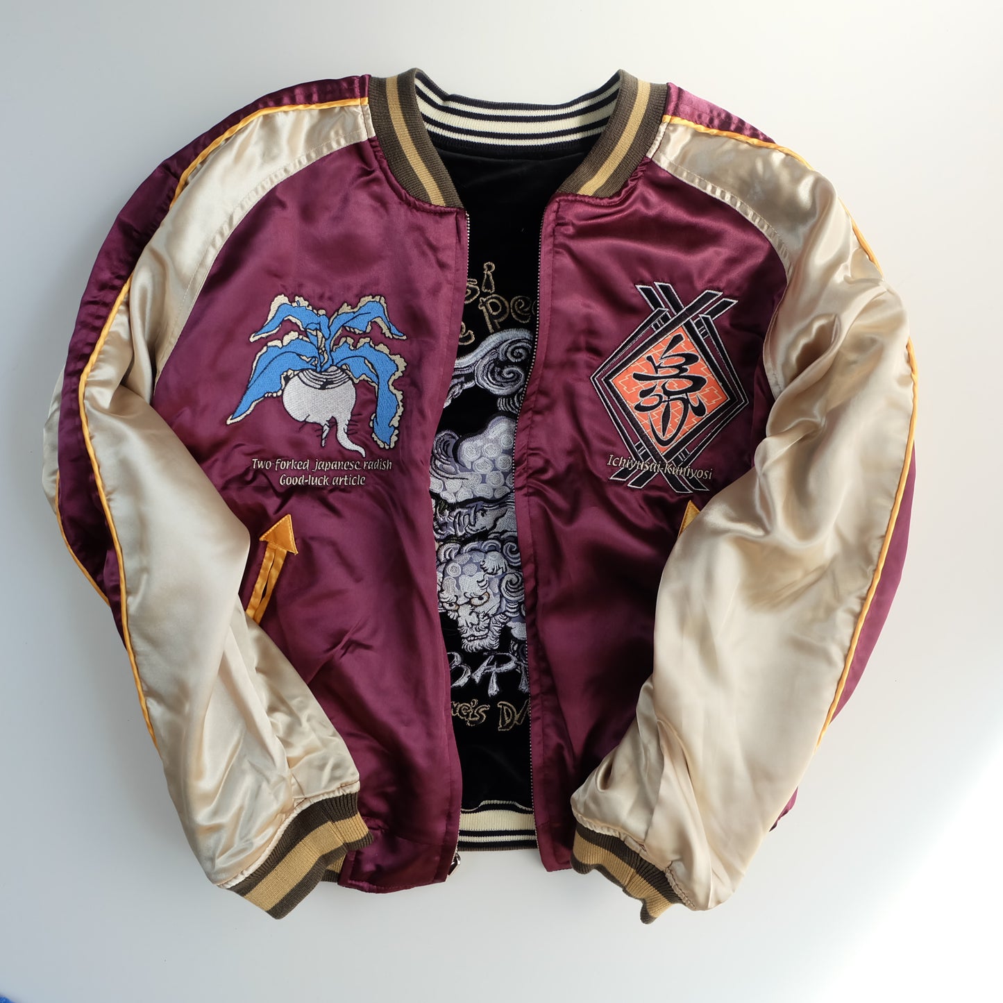BRM Tedman Vintage Japanese Japan KINTARO Shishi Dragon Ryu Tattoo Art Design Embroidered Yokosuka Jumper Bomber Sukajan Souvenir Jacket M