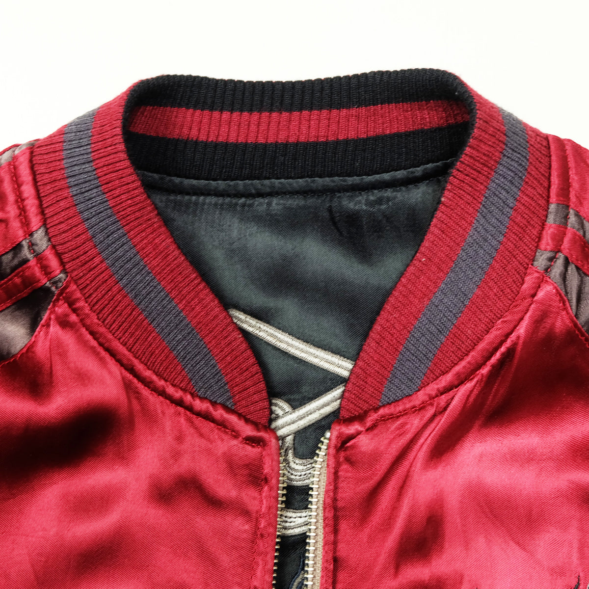 RYUOH Vintage Japanese Japan Fudo Myo Alcala Buddha Sword Katana Warrior Red Embroidered Yokosuka Jumper Bomber Sukajan Souvenir Jacket L