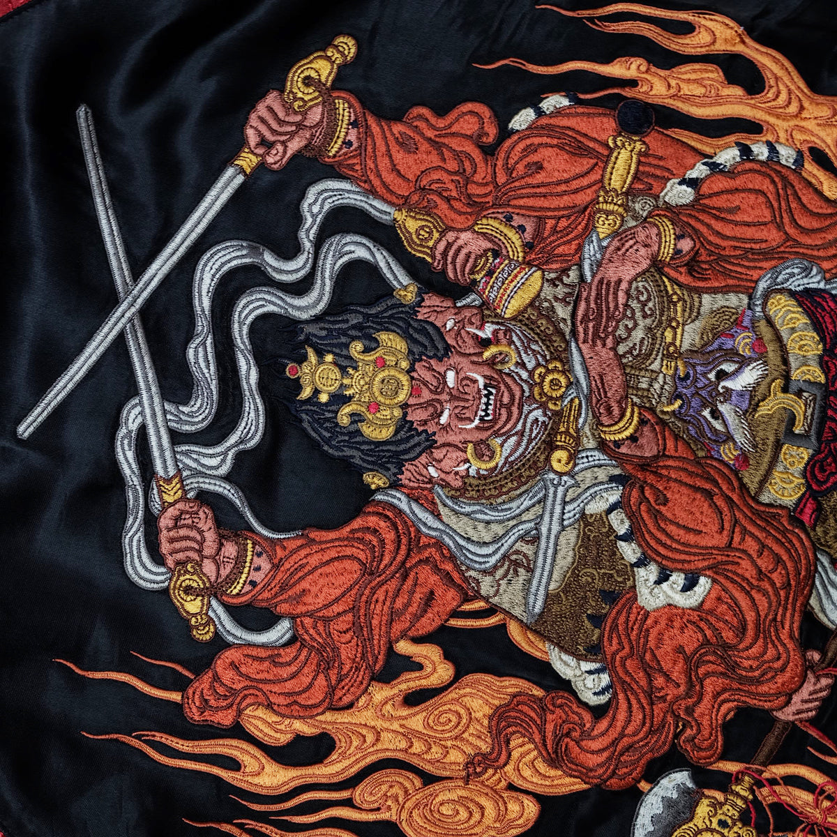 RYUOH Vintage Japanese Japan Fudo Myo Alcala Buddha Sword Katana Warrior Red Embroidered Yokosuka Jumper Bomber Sukajan Souvenir Jacket L