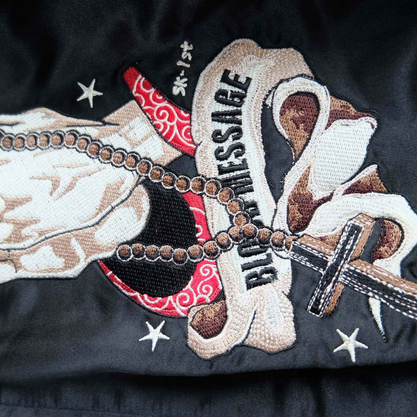 Vintage Tedman Ted Company Blood Message BLJK-020 Reversible Sukajan Virgin Mary Skull Tattoo Embroidered Japanese Amekaji Bomber Jacket