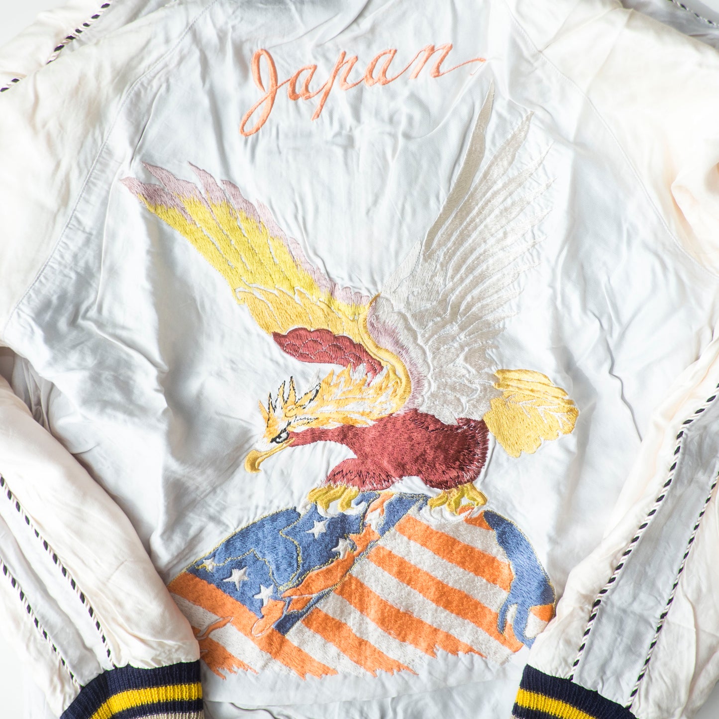 Tailor Toyo 1950s Vintage Reproduction Japan Sukajan Reversible Tiger Eagle Globe Souvenir Jacket Size S Embroidered Satin Bomber