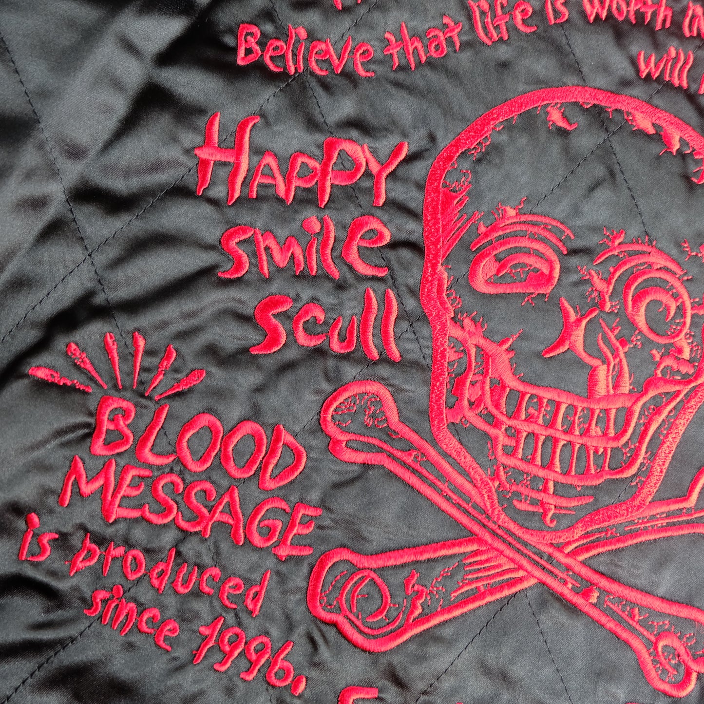 Vintage Tedman Ted Company Blood Message BLJK-020 Reversible Sukajan Virgin Mary Skull Tattoo Embroidered Japanese Amekaji Bomber Jacket