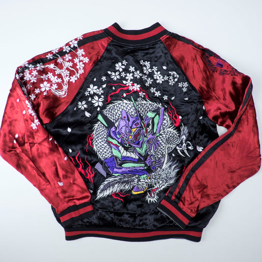 Neon Genesis Evangelion Reversible Sukajan Jacket EVA Unit 01 Dragon Sakura Japan Map Y2K Anime Bomber