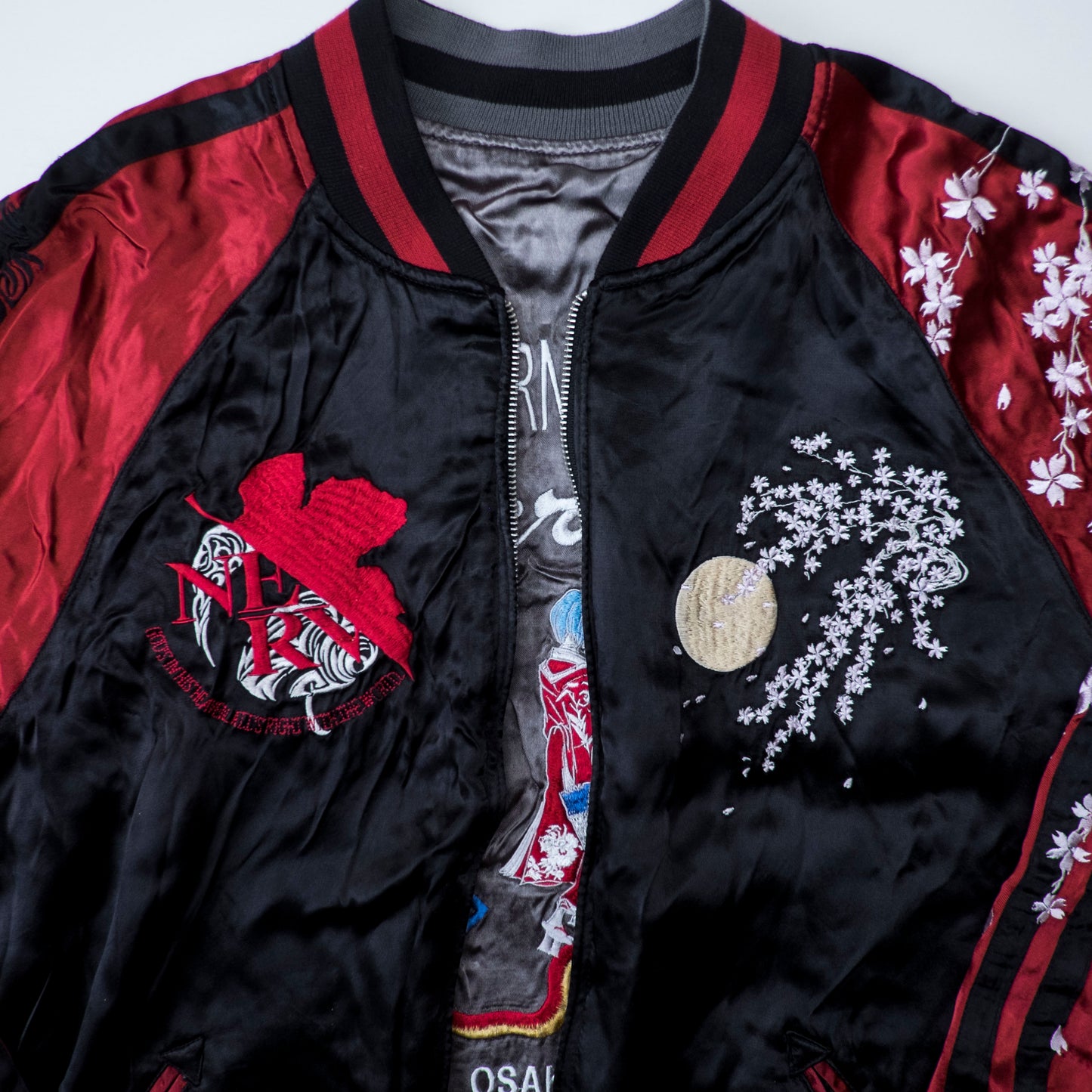 Neon Genesis Evangelion Reversible Sukajan Jacket EVA Unit 01 Dragon Sakura Japan Map Y2K Anime Bomber