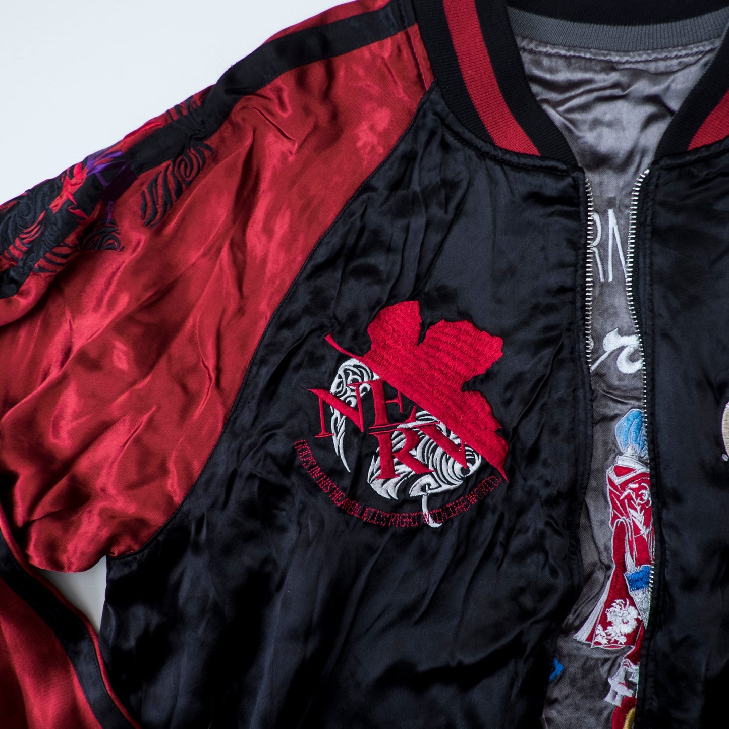 Neon Genesis Evangelion Reversible Sukajan Jacket EVA Unit 01 Dragon Sakura Japan Map Y2K Anime Bomber