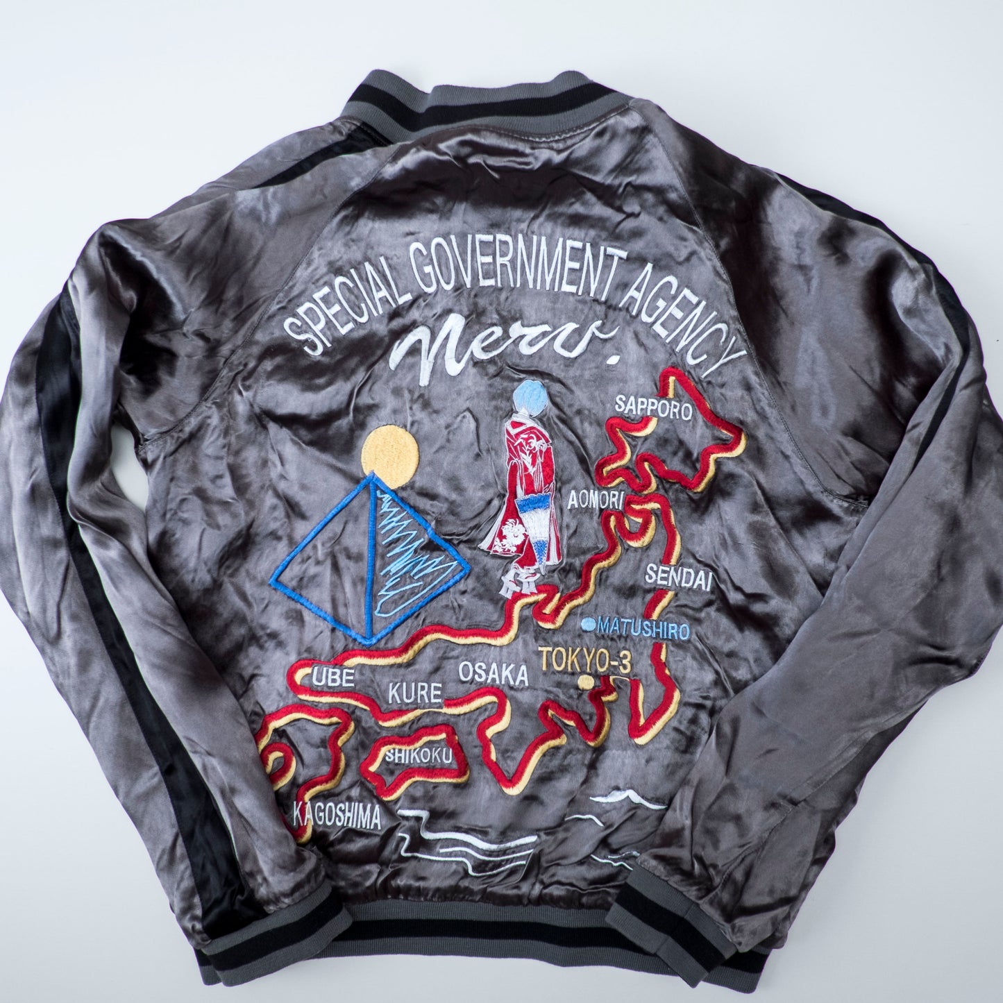 Neon Genesis Evangelion Reversible Sukajan Jacket EVA Unit 01 Dragon Sakura Japan Map Y2K Anime Bomber