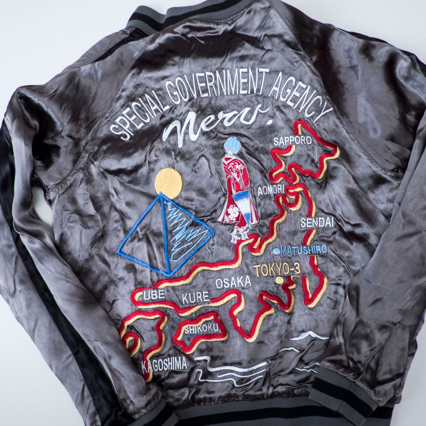 Neon Genesis Evangelion Reversible Sukajan Jacket EVA Unit 01 Dragon Sakura Japan Map Y2K Anime Bomber