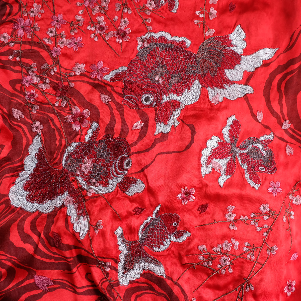 Miyabi Musubi Vintage Japanese Reversible Sukajan Jacket | Red Satin Dragon, Koi & Skull Embroidery | Punk Rock n Roll Souvenir Bomber Collectible L