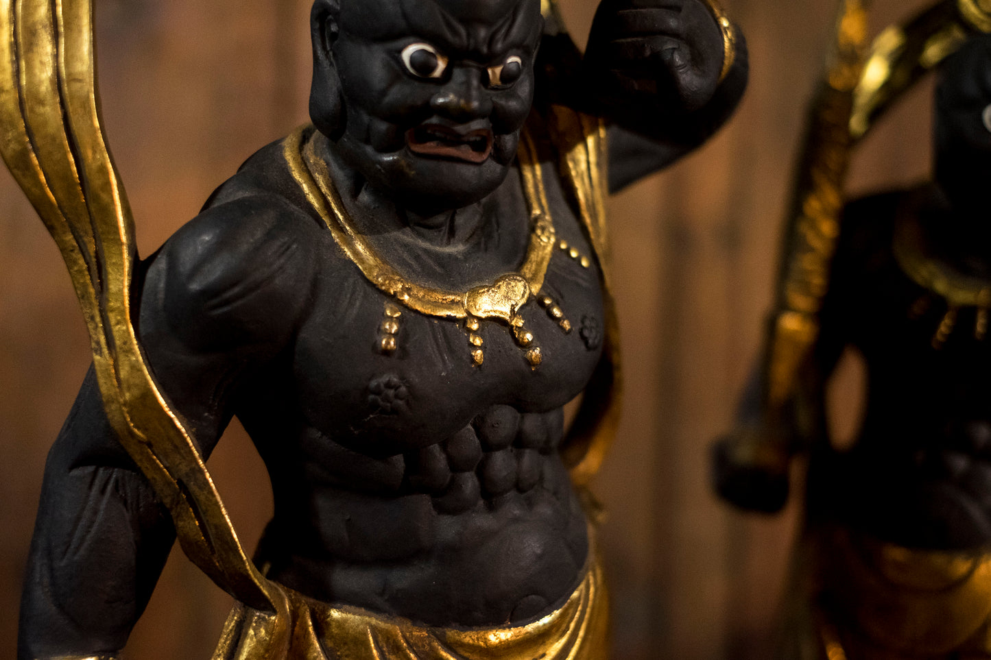 Large Nio Deva Kings (Agyō & Ungyō) — Monumental Wooden Guardian Pair, Gilt & Polychrome, Mid–Late Shōwa Period, 69cm Each