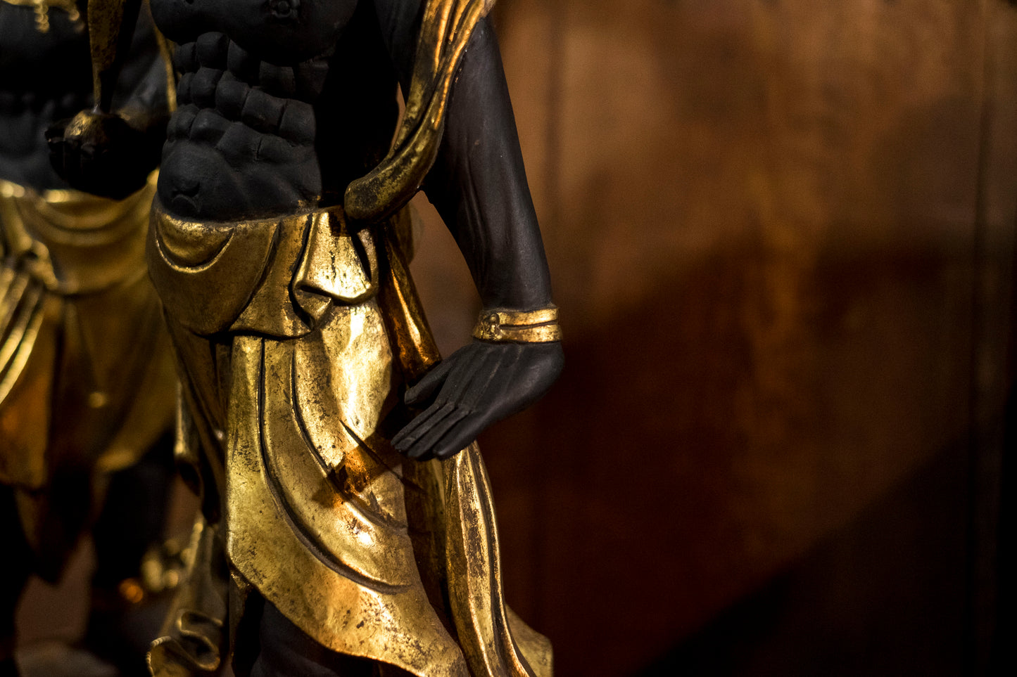 Large Nio Deva Kings (Agyō & Ungyō) — Monumental Wooden Guardian Pair, Gilt & Polychrome, Mid–Late Shōwa Period, 69cm Each