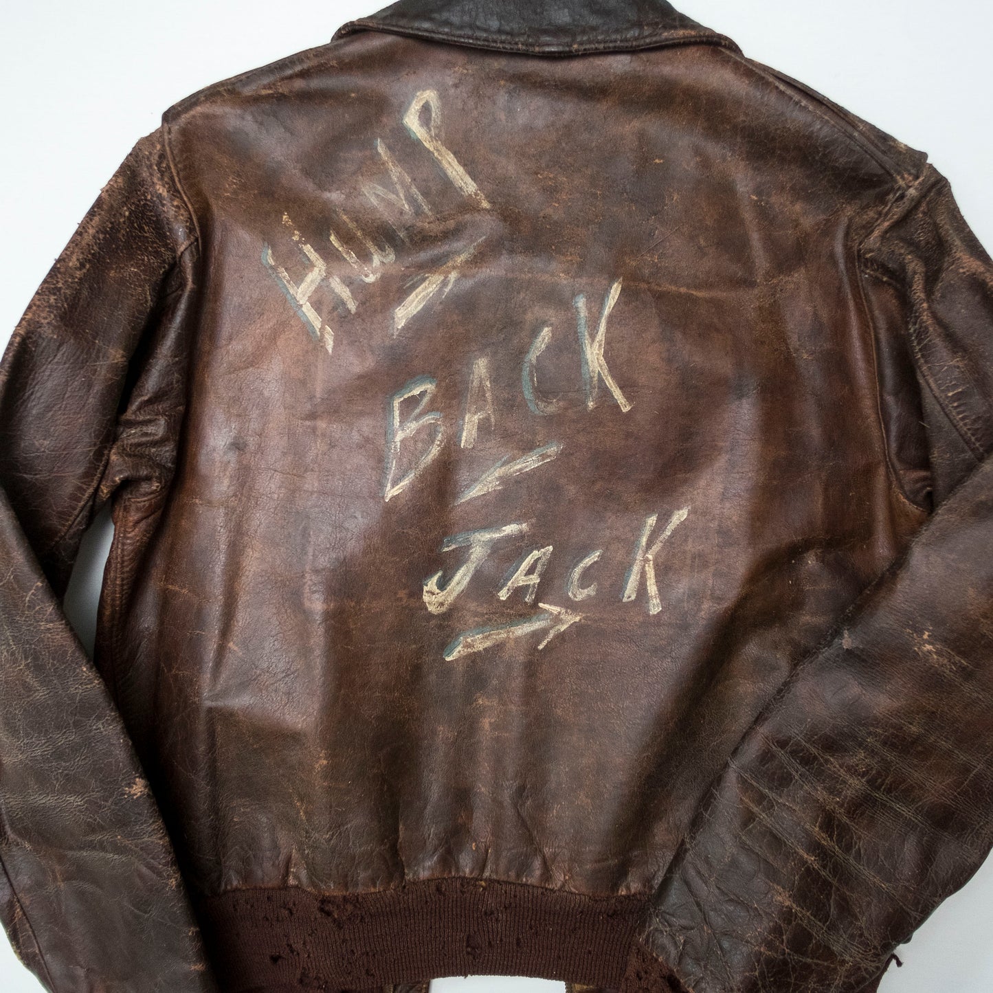 Vintage A-2 Military Flight Hand Painted HUMP BACK Leather Bomber Jacket