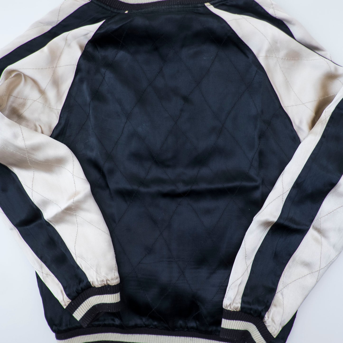 Rare Hand-Painted Skeleton Sukajan Jacket L Japanese Skull Floral Art Vintage Yokosuka Souvenir Bomber