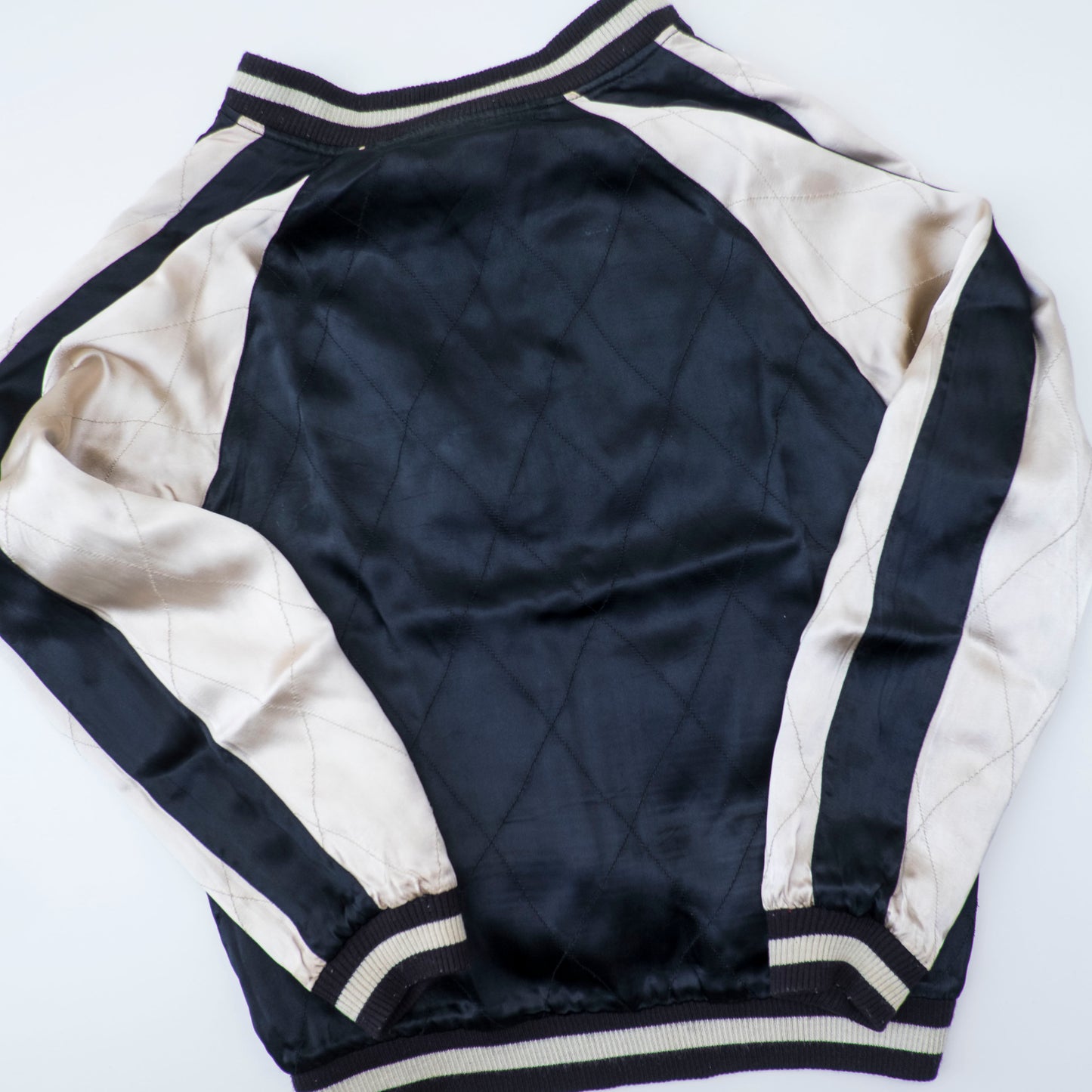 Rare Hand-Painted Skeleton Sukajan Jacket L Japanese Skull Floral Art Vintage Yokosuka Souvenir Bomber