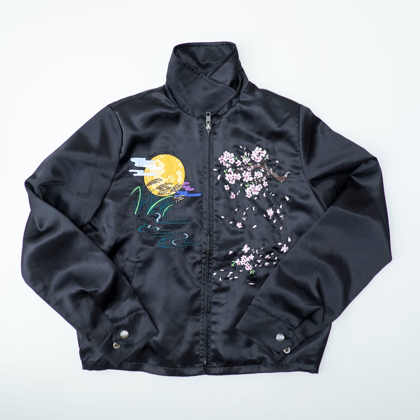 Vintage Japanese Japan TOKYO Sumo Yokozuna Wrestler Mt. Fuji Tattoo Art Design Embroidered Yokosuka Jumper Bomber Sukajan Souvenir Jacket M