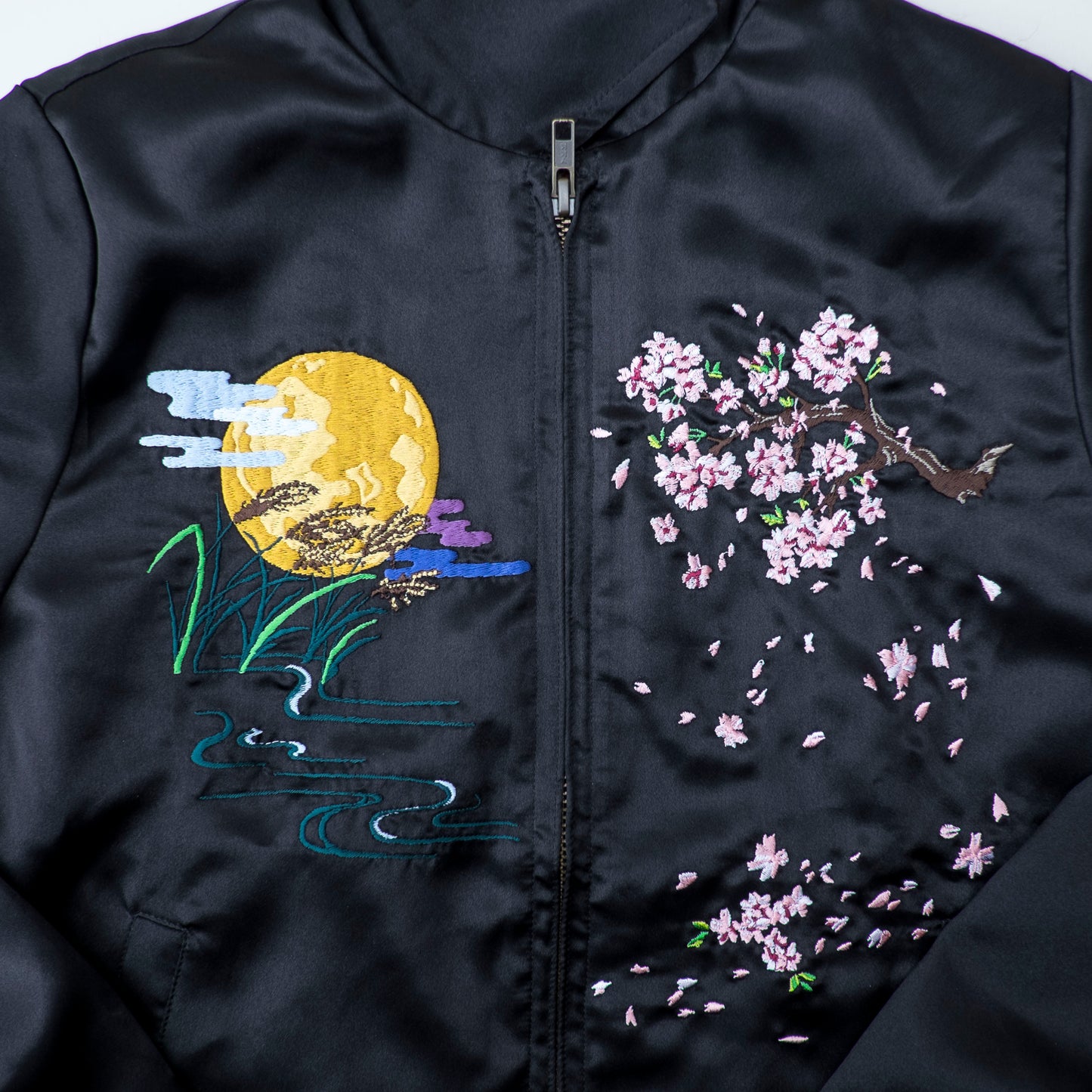 Vintage Japanese Japan TOKYO Sumo Yokozuna Wrestler Mt. Fuji Tattoo Art Design Embroidered Yokosuka Jumper Bomber Sukajan Souvenir Jacket M