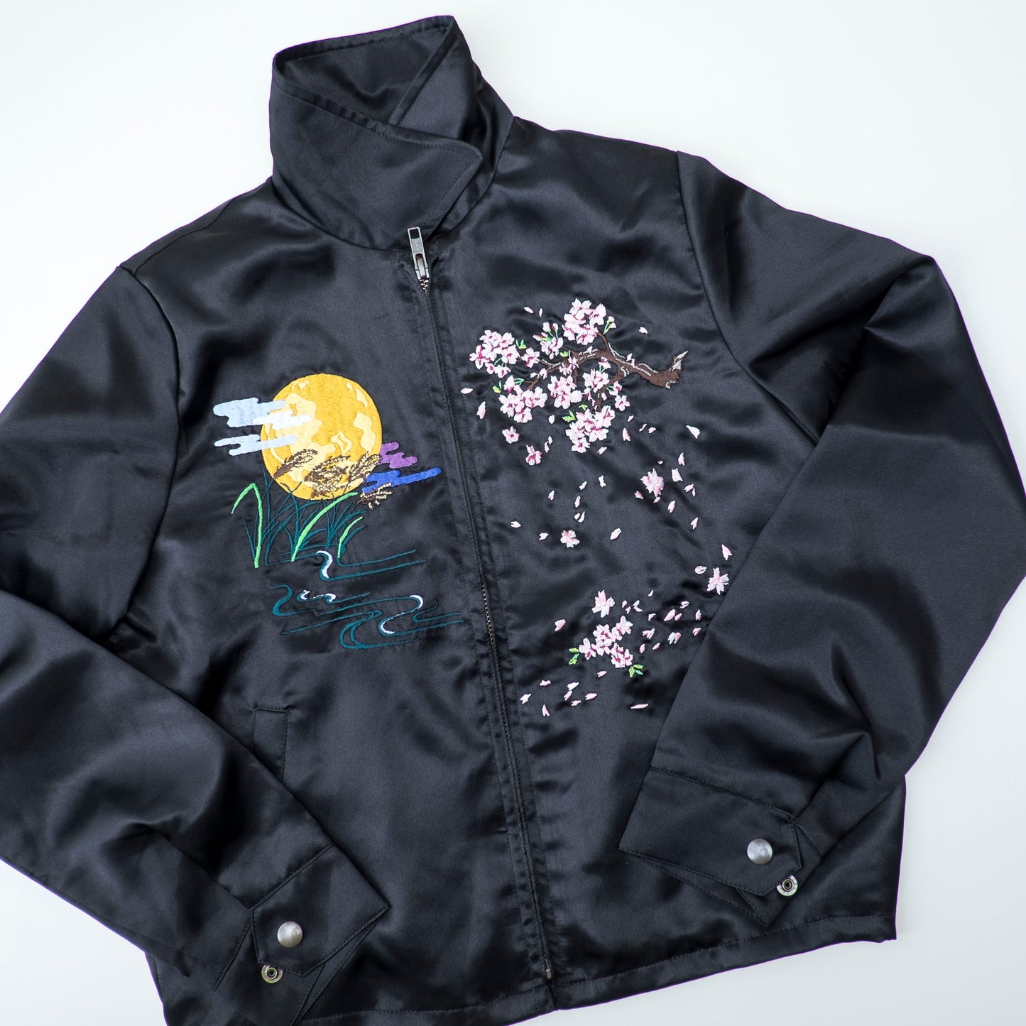 Vintage Japanese Japan TOKYO Sumo Yokozuna Wrestler Mt. Fuji Tattoo Art Design Embroidered Yokosuka Jumper Bomber Sukajan Souvenir Jacket M
