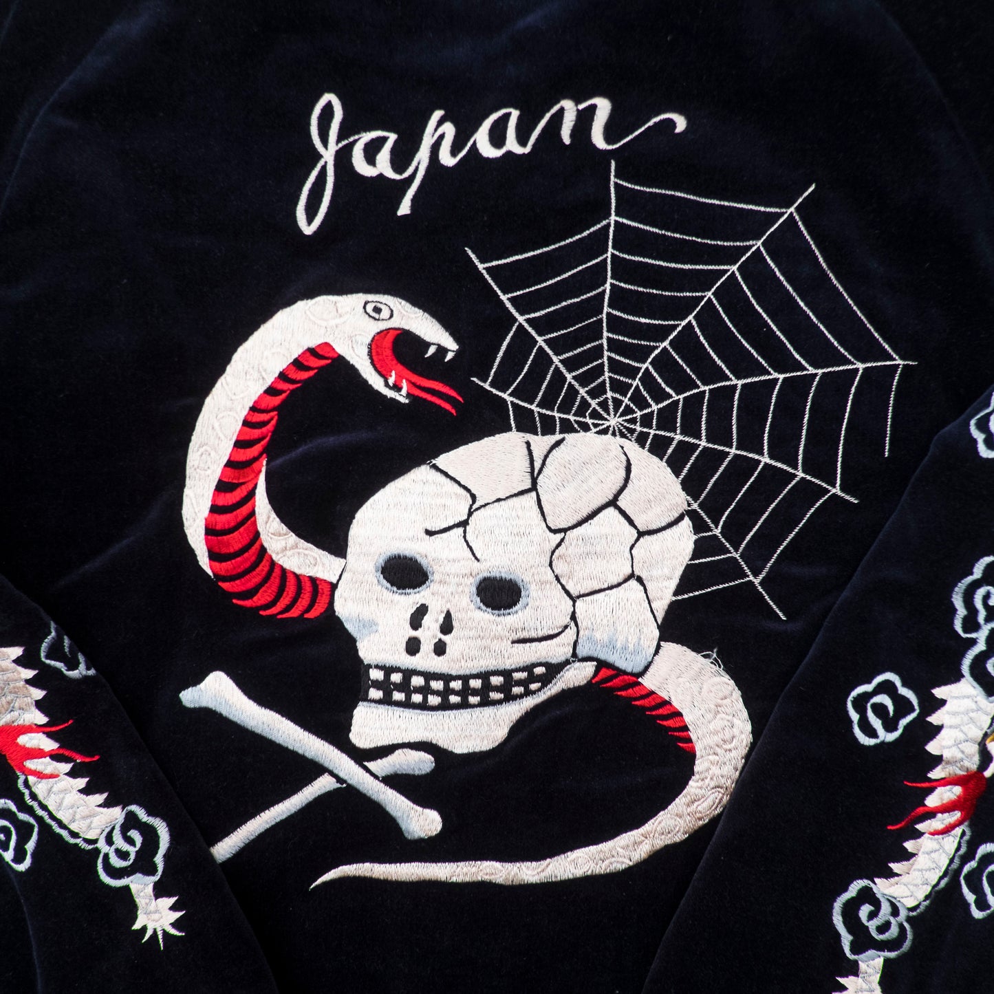 Vintage Tailor Toyo M18279 Skull Snake Reversible Sukajan Japan Map Velvet Souvenir Jacket