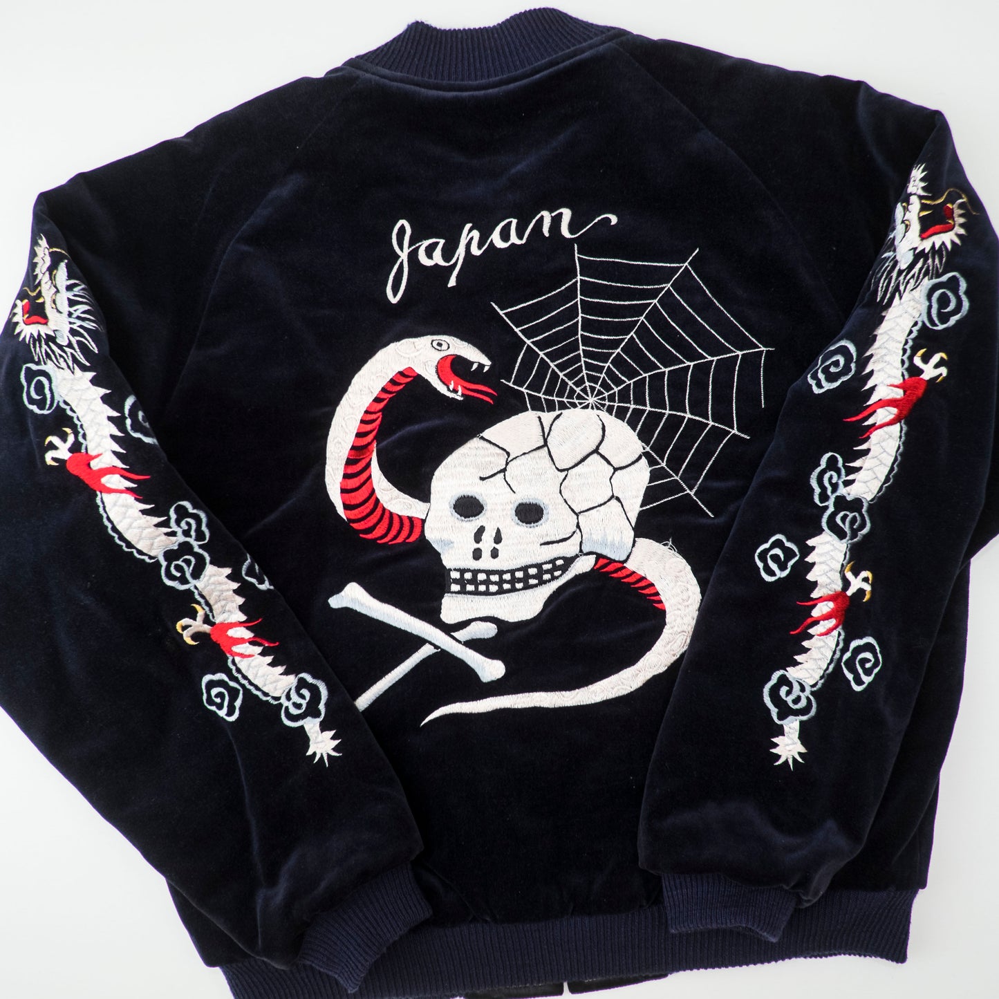 Vintage Tailor Toyo M18279 Skull Snake Reversible Sukajan Japan Map Velvet Souvenir Jacket