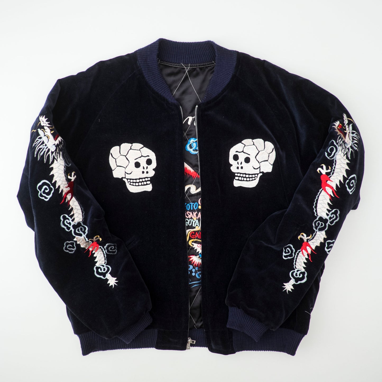 Vintage Tailor Toyo M18279 Skull Snake Reversible Sukajan Japan Map Velvet Souvenir Jacket