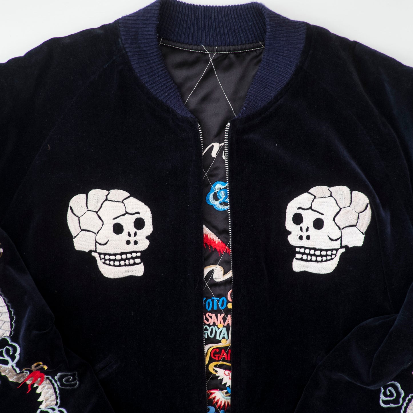Vintage Tailor Toyo M18279 Skull Snake Reversible Sukajan Japan Map Velvet Souvenir Jacket