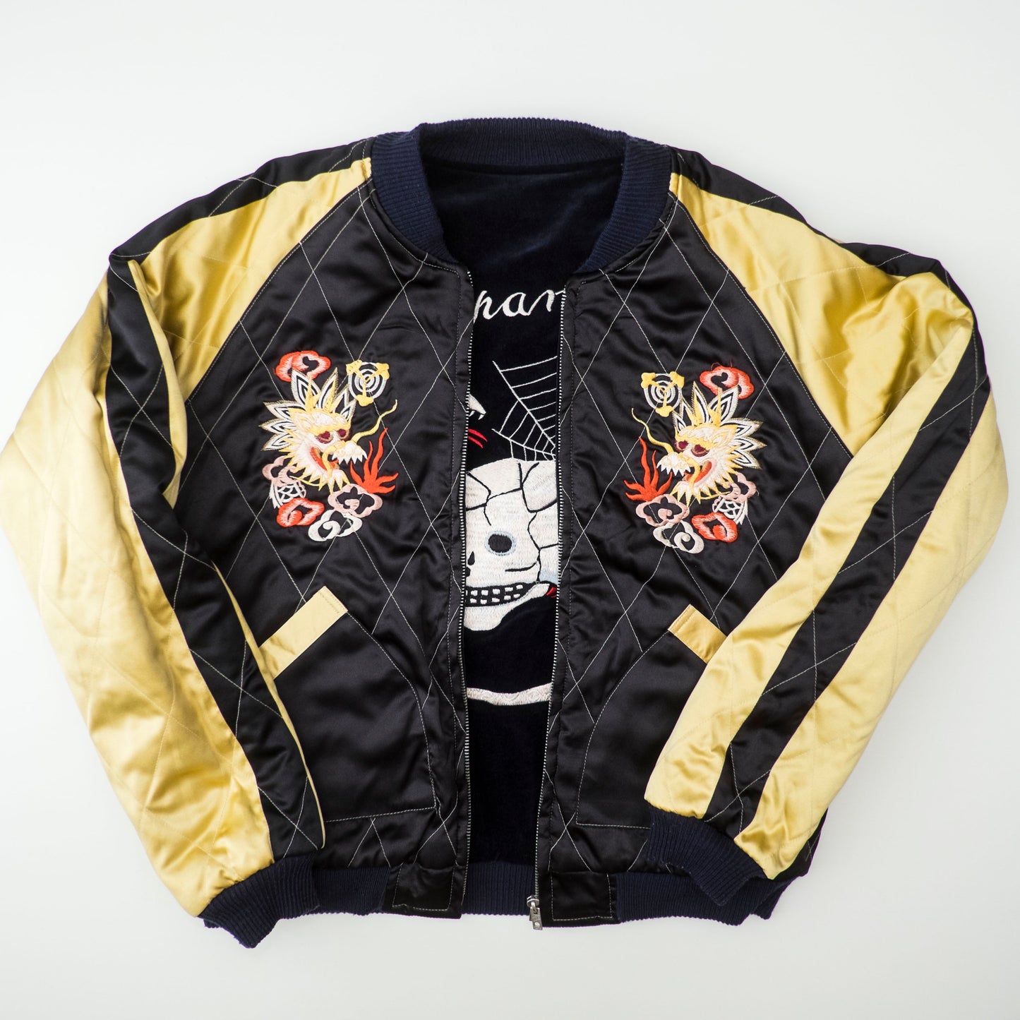 Vintage Tailor Toyo M18279 Skull Snake Reversible Sukajan Japan Map Velvet Souvenir Jacket