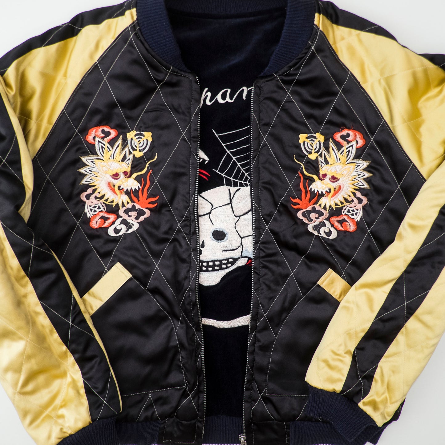 Vintage Tailor Toyo M18279 Skull Snake Reversible Sukajan Japan Map Velvet Souvenir Jacket