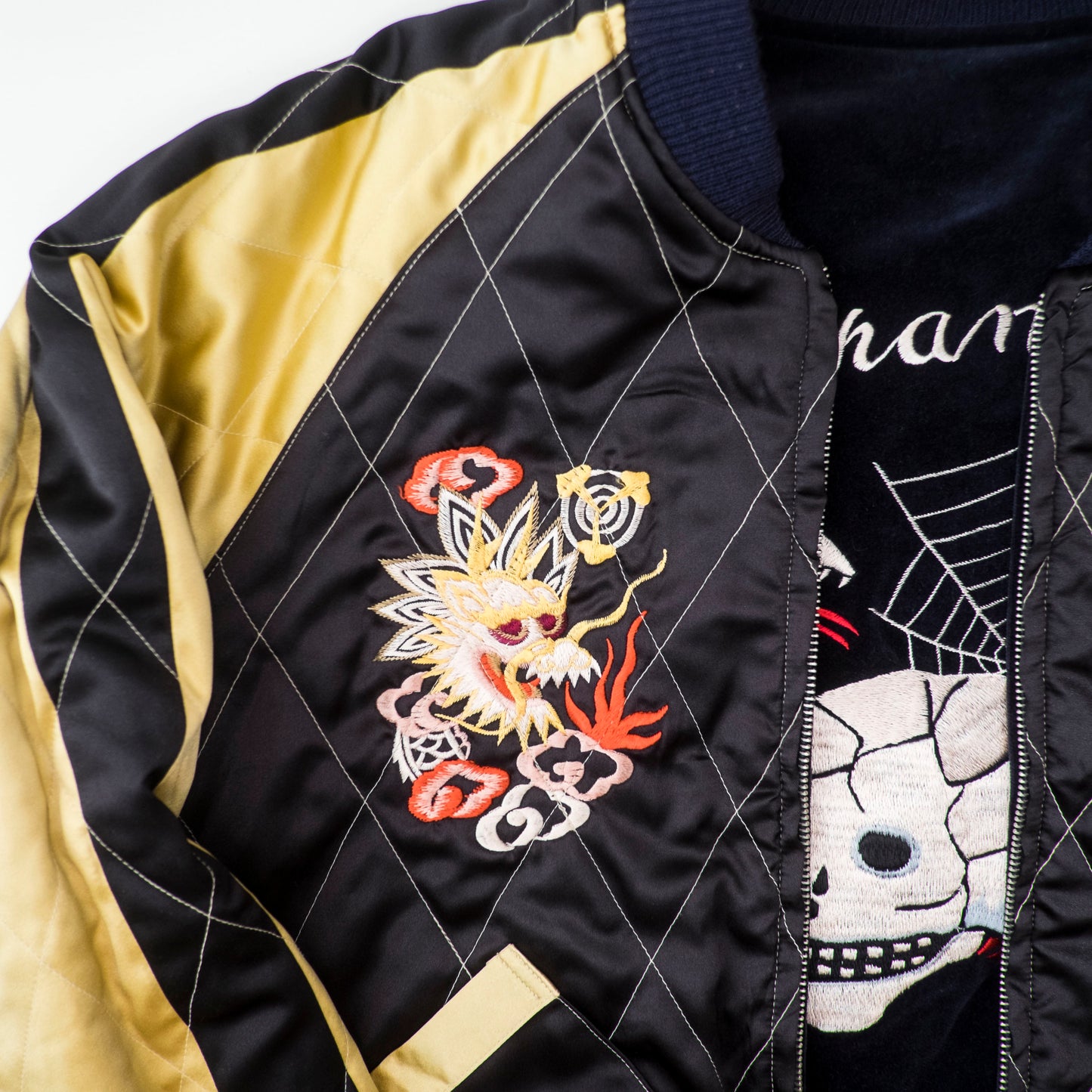 Vintage Tailor Toyo M18279 Skull Snake Reversible Sukajan Japan Map Velvet Souvenir Jacket