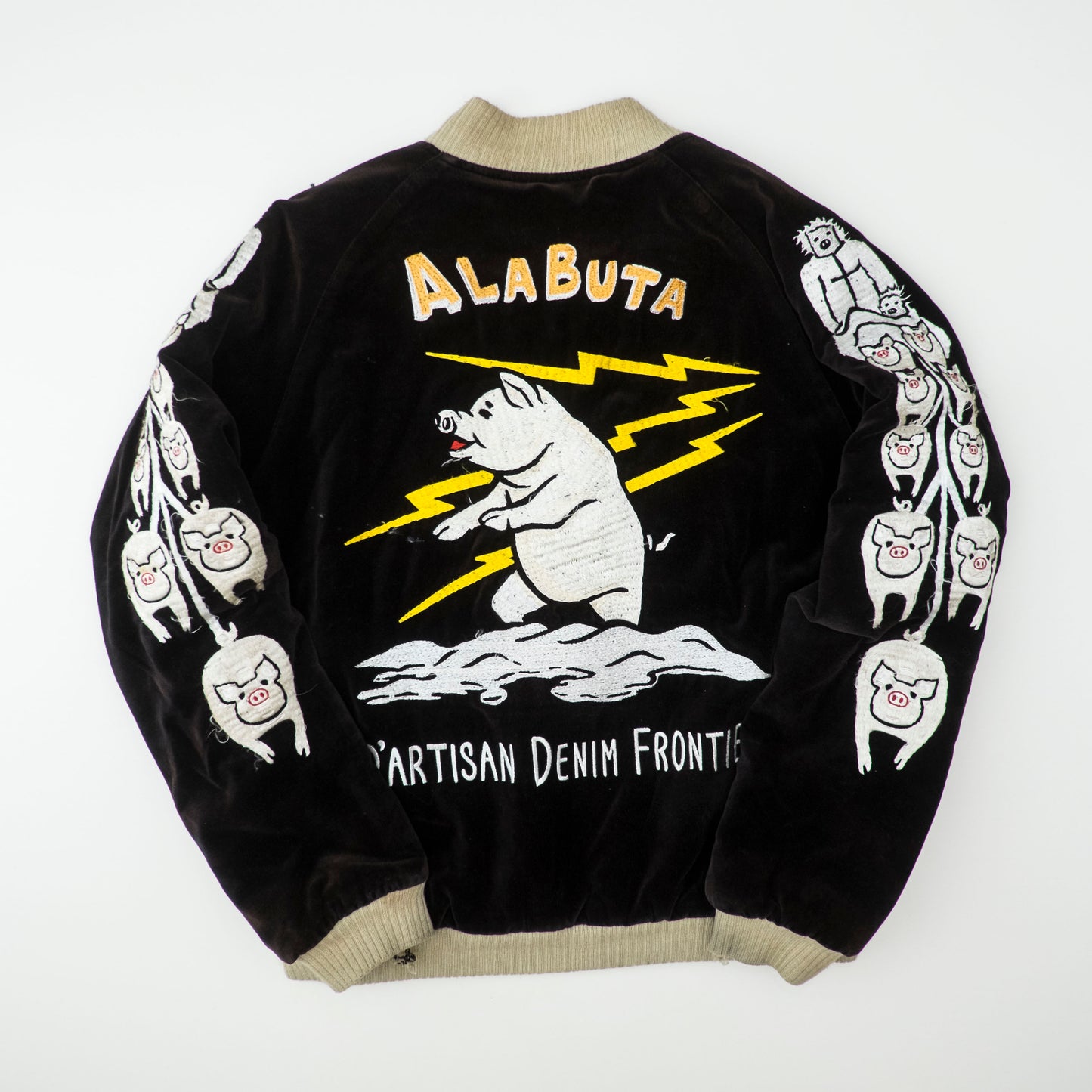Vintage Studio D’Artisan ALABUTA Pig Tank Reversible Sukajan Size M Embroidered Velveteen Osaka Souvenir Jacket