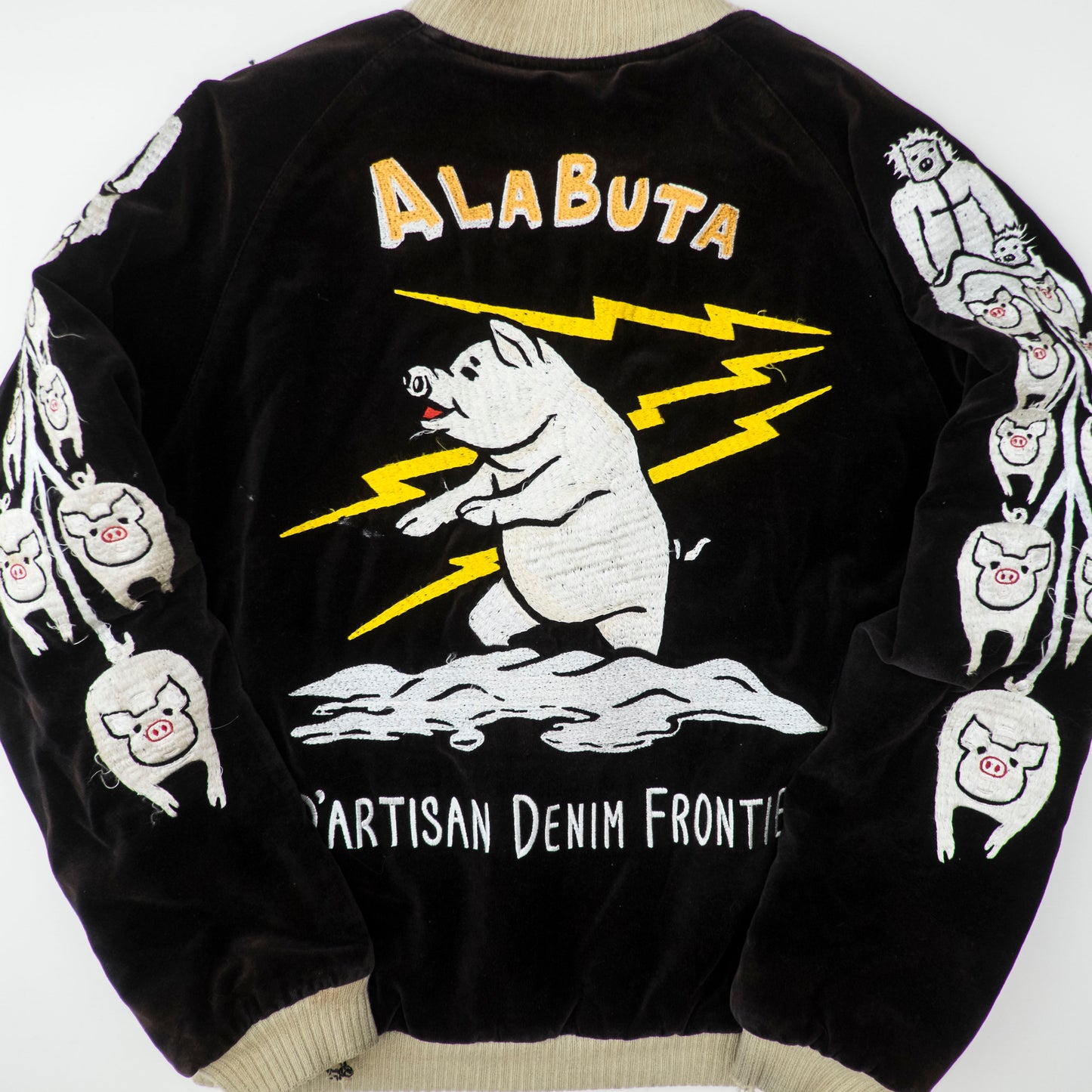 Vintage Studio D’Artisan ALABUTA Pig Tank Reversible Sukajan Size M Embroidered Velveteen Osaka Souvenir Jacket