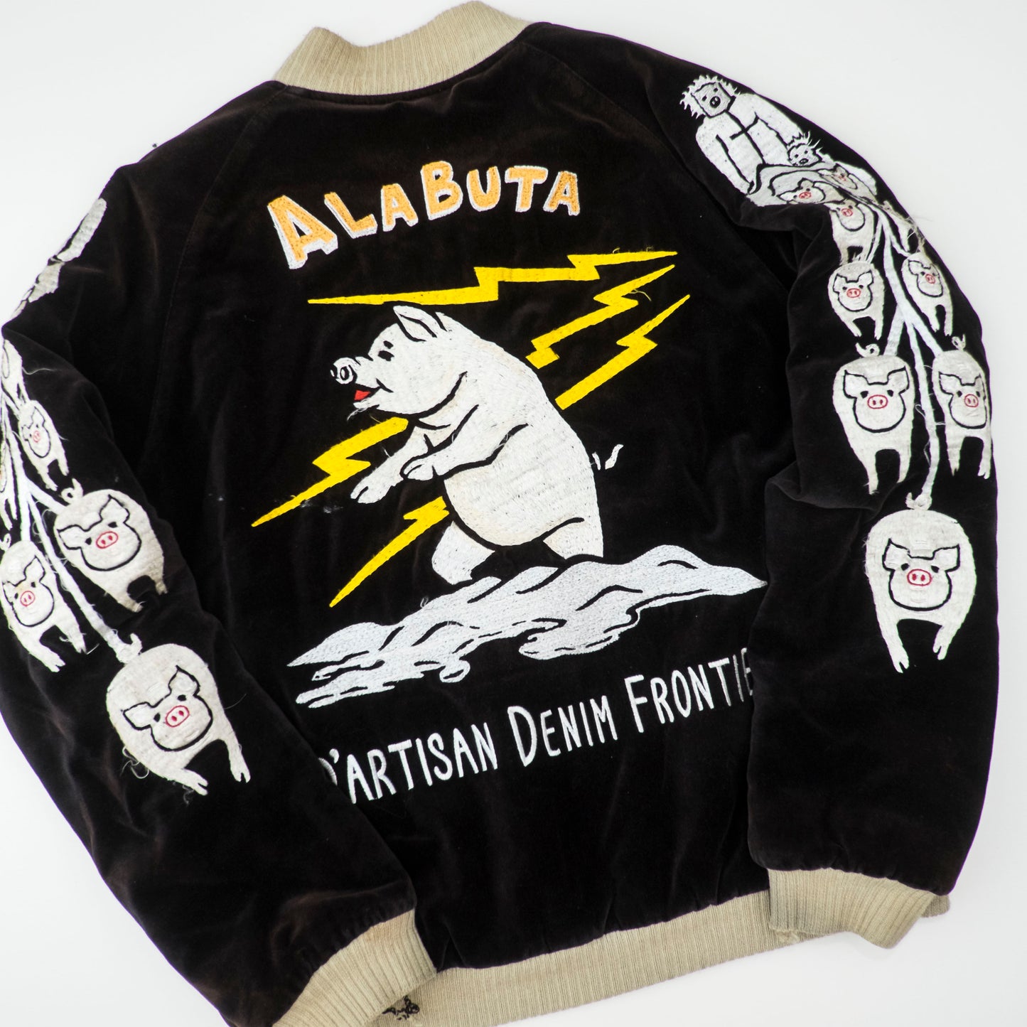 Vintage Studio D’Artisan ALABUTA Pig Tank Reversible Sukajan Size M Embroidered Velveteen Osaka Souvenir Jacket