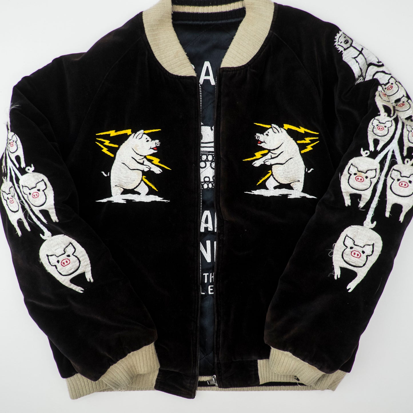 Vintage Studio D’Artisan ALABUTA Pig Tank Reversible Sukajan Size M Embroidered Velveteen Osaka Souvenir Jacket