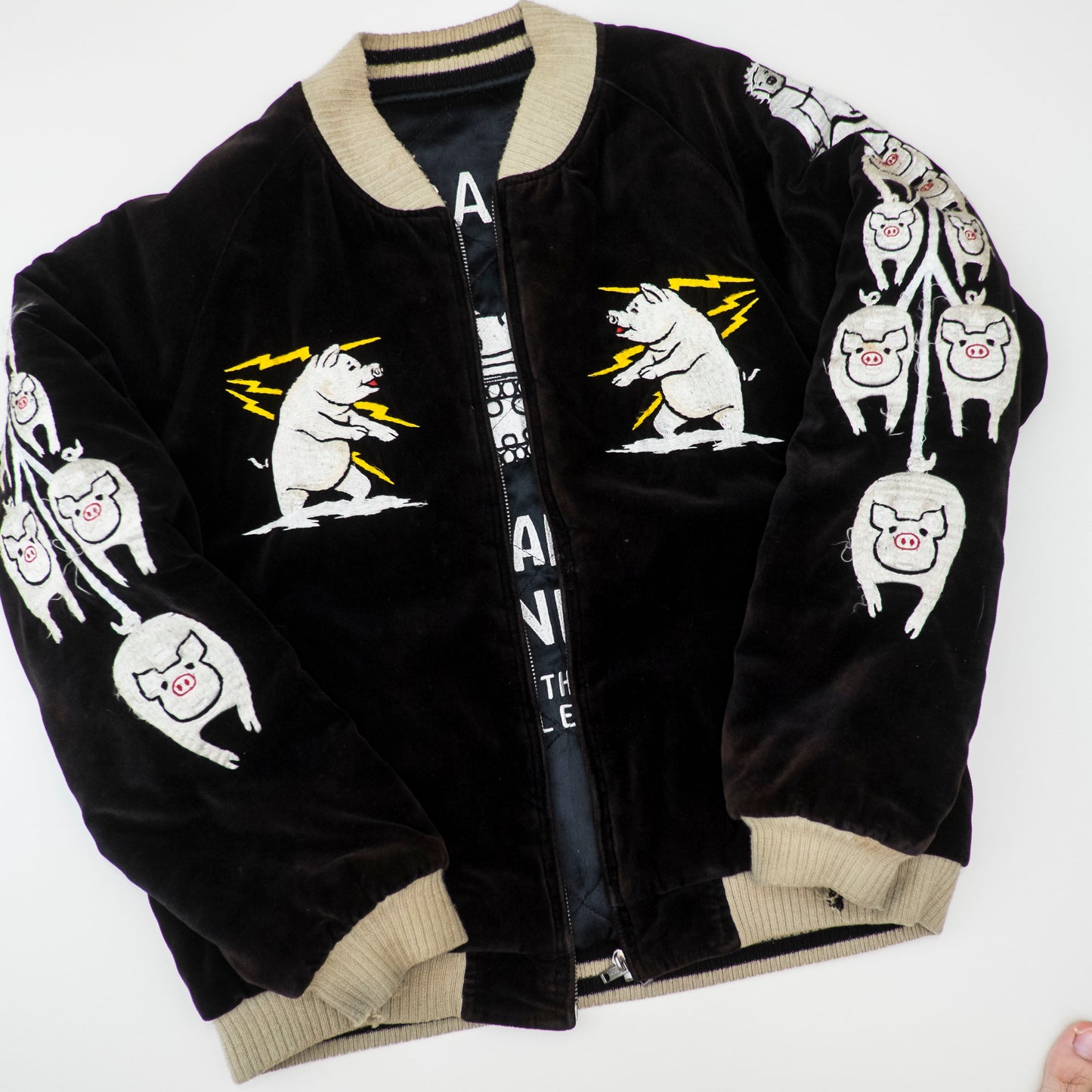 Vintage Studio D’Artisan ALABUTA Pig Tank Reversible Sukajan Size M Embroidered Velveteen Osaka Souvenir Jacket