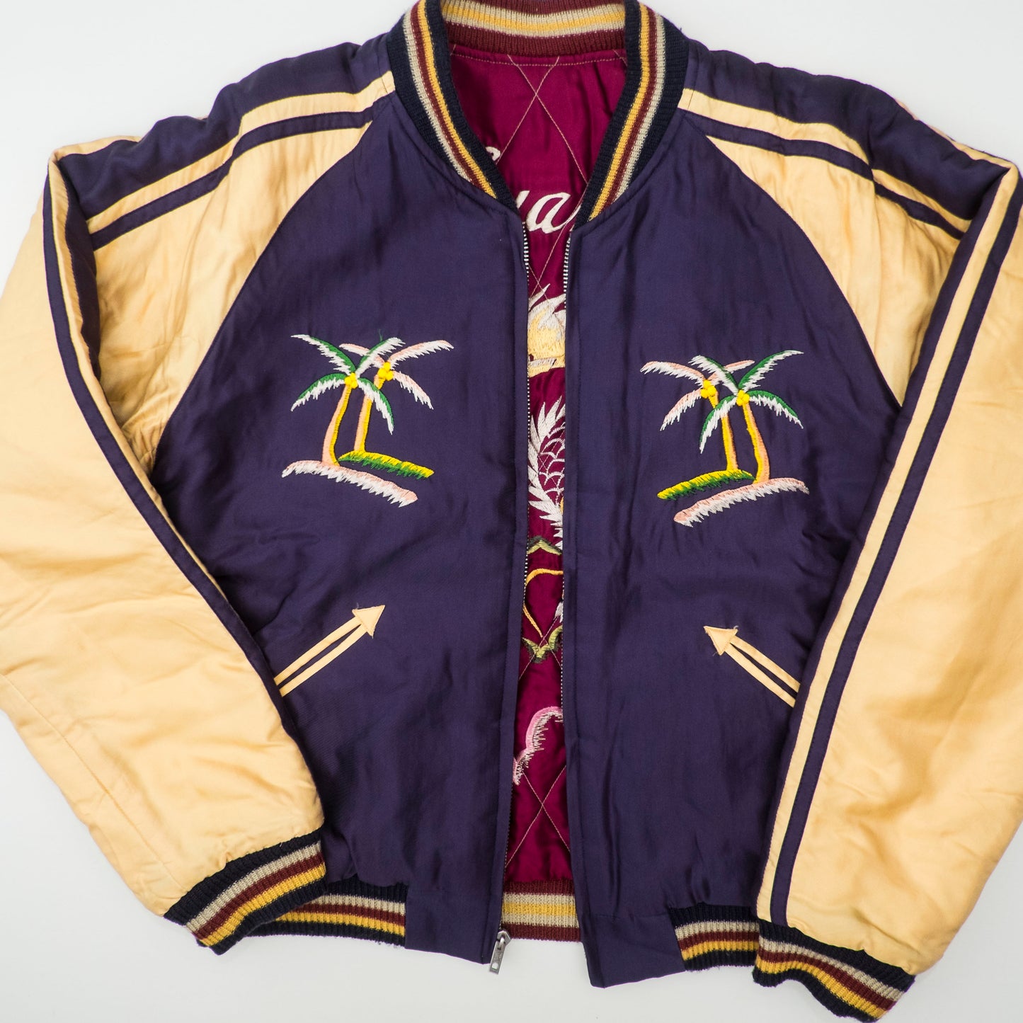 Vintage Rare 2009 Tailor Toyo GUAM Map Eagle Dragon Padded Reversible Sukajan Japanese Souvenir Jacket TT11782-128