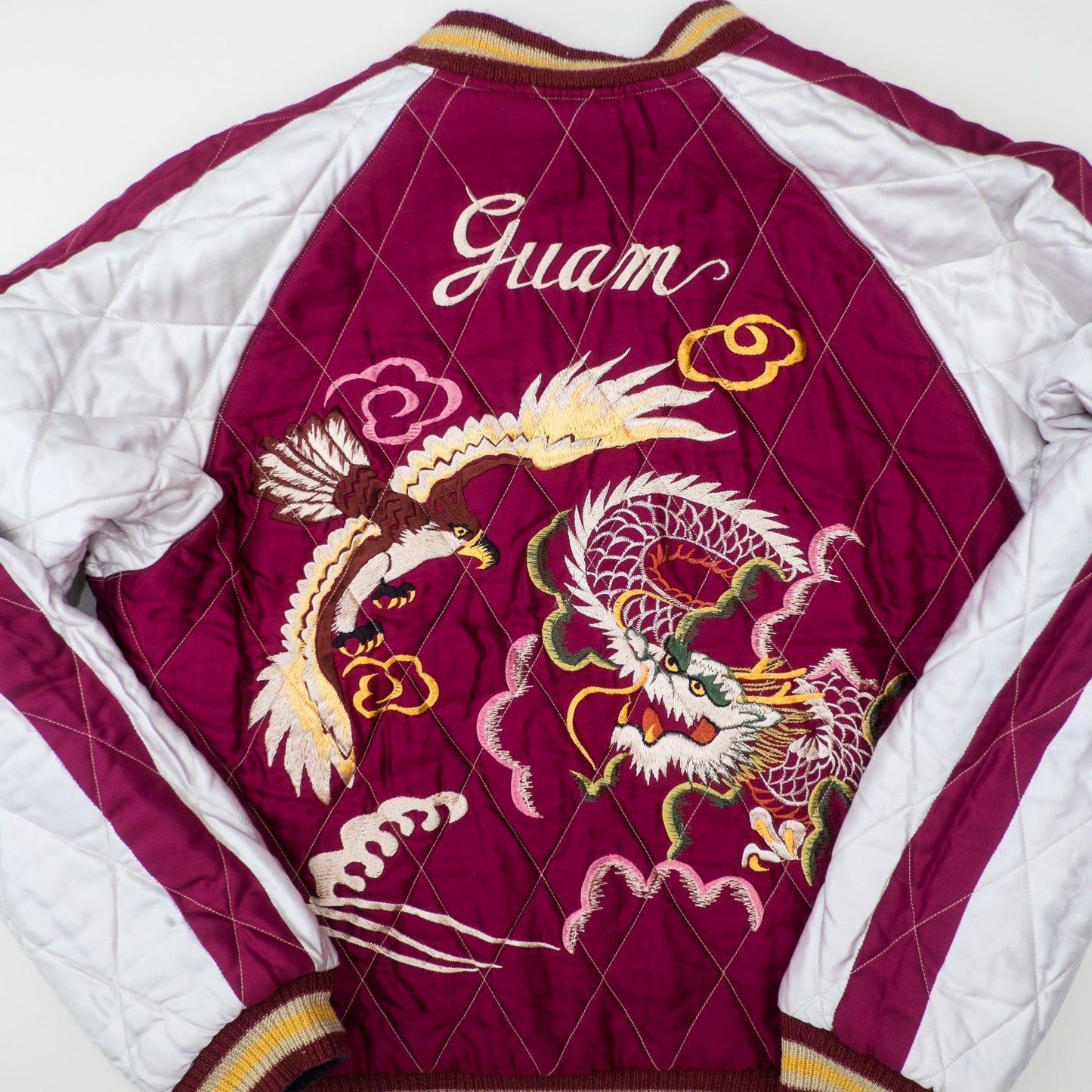 Vintage Rare 2009 Tailor Toyo GUAM Map Eagle Dragon Padded Reversible Sukajan Japanese Souvenir Jacket TT11782-128