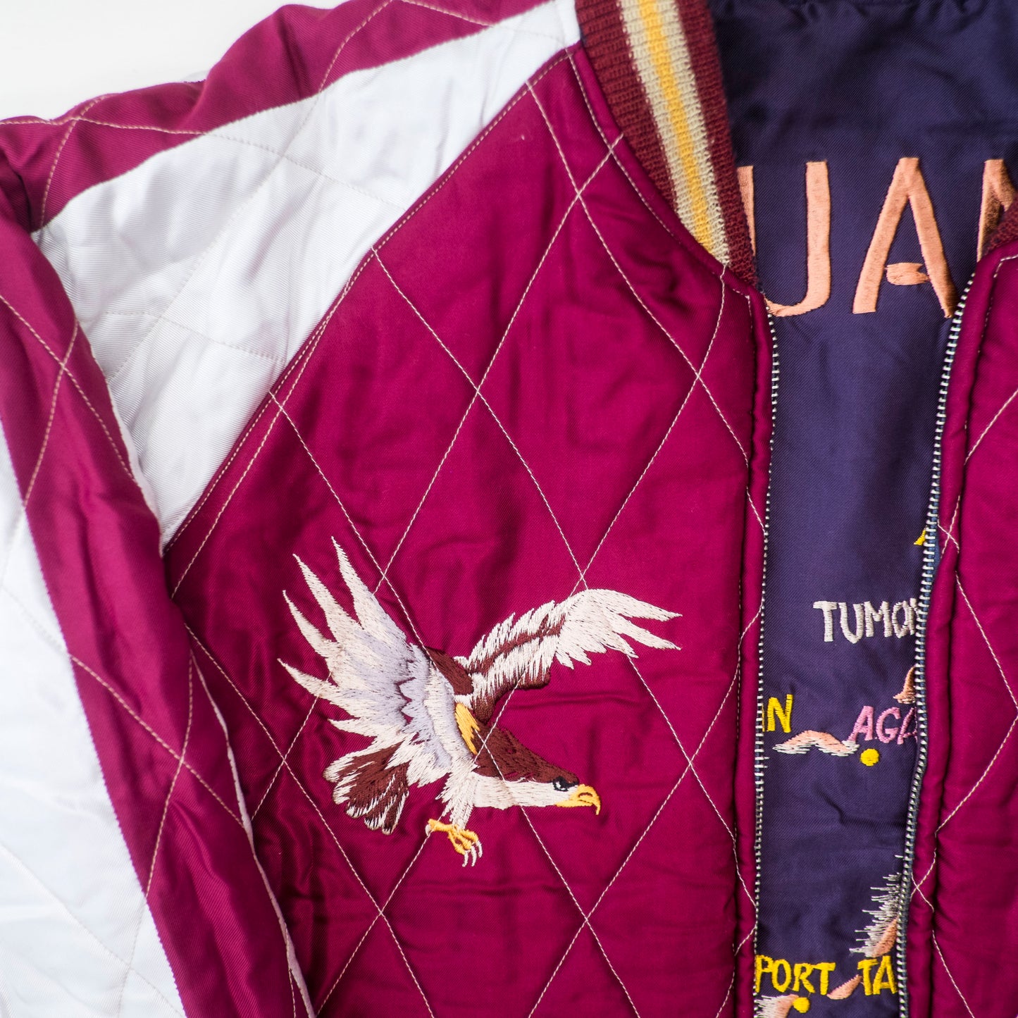 Vintage Rare 2009 Tailor Toyo GUAM Map Eagle Dragon Padded Reversible Sukajan Japanese Souvenir Jacket TT11782-128