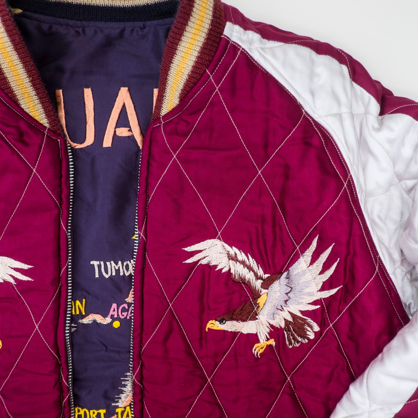 Vintage Rare 2009 Tailor Toyo GUAM Map Eagle Dragon Padded Reversible Sukajan Japanese Souvenir Jacket TT11782-128