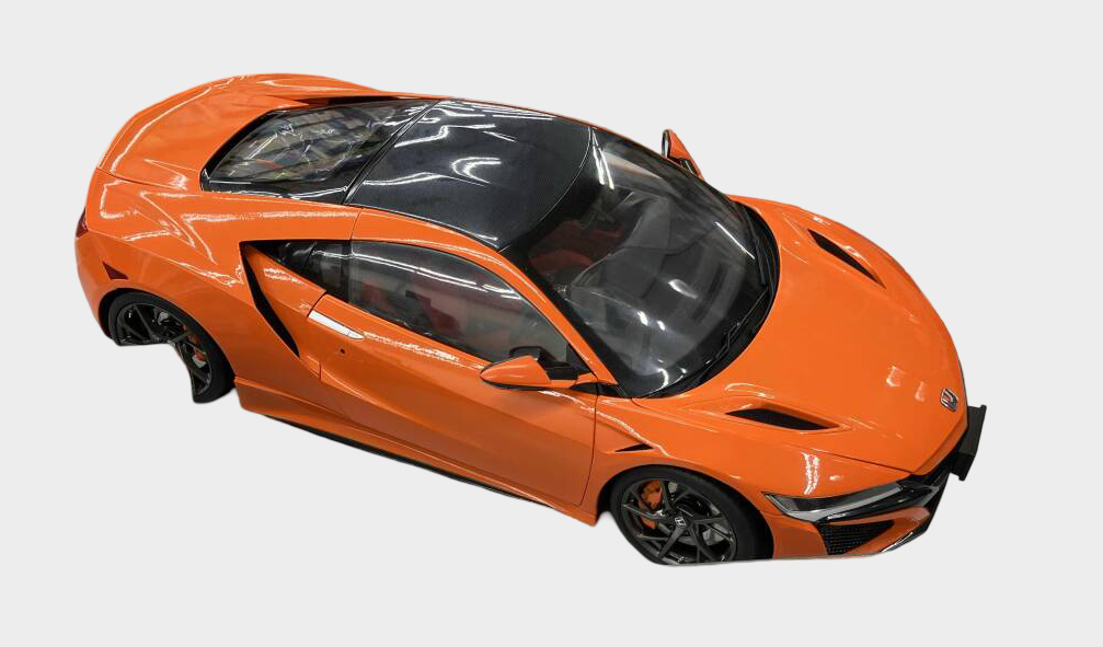 DeAgostini Honda NSX Completed Build Display Model Orange Black Roof with Booklet Trunk Door Needs Fix