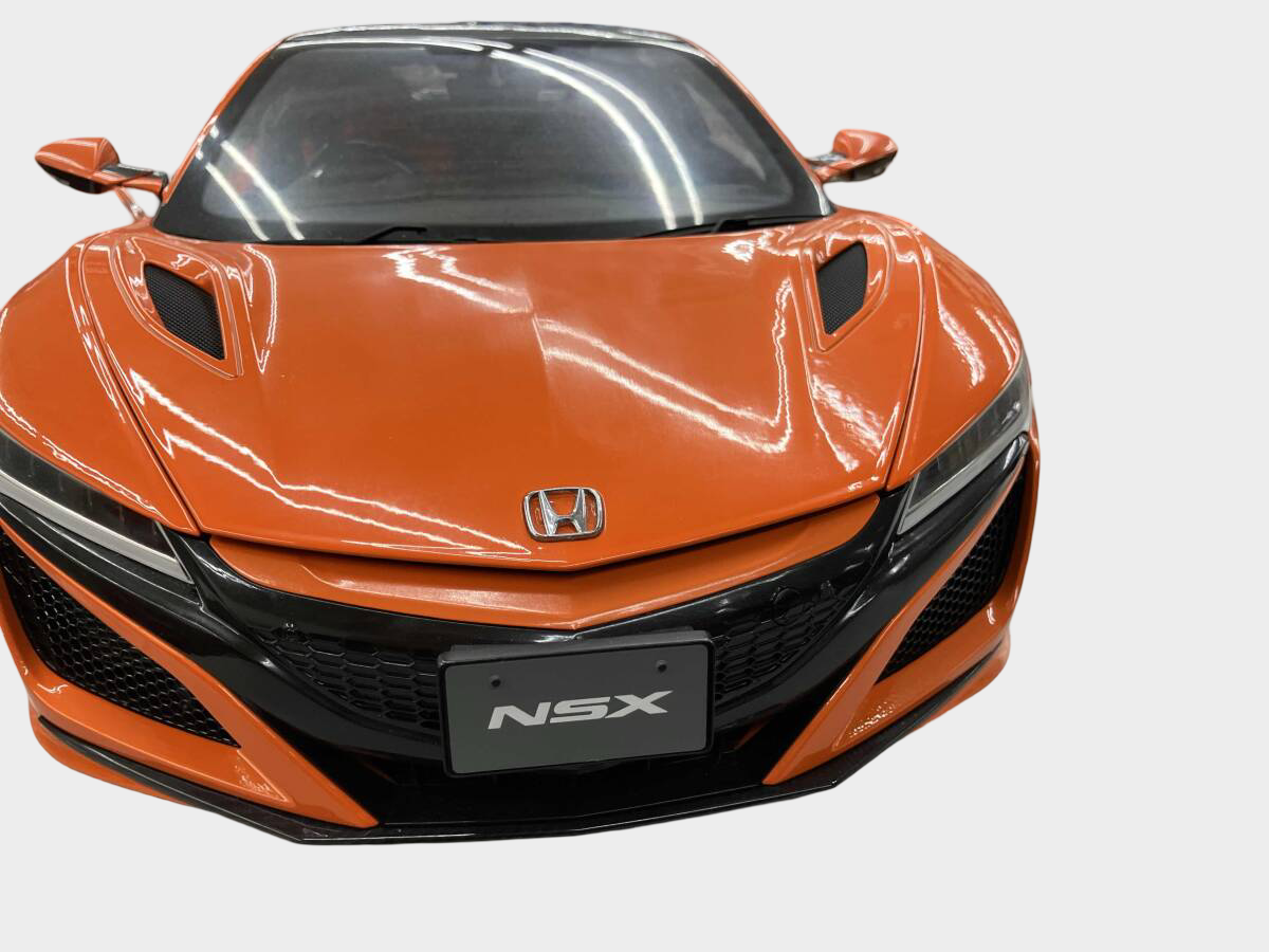 DeAgostini Honda NSX Completed Build Display Model Orange Black Roof with Booklet Trunk Door Needs Fix