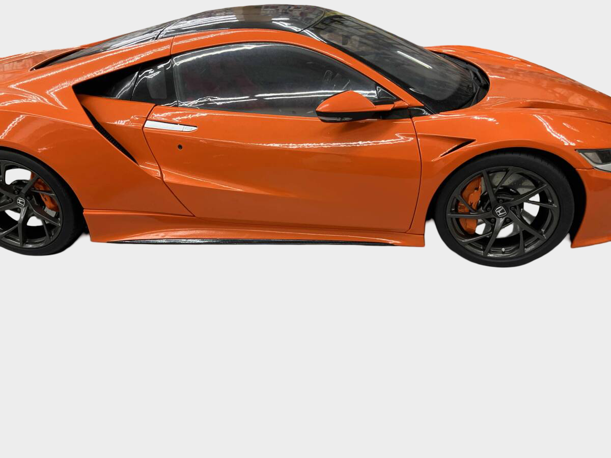 DeAgostini Honda NSX Completed Build Display Model Orange Black Roof with Booklet Trunk Door Needs Fix