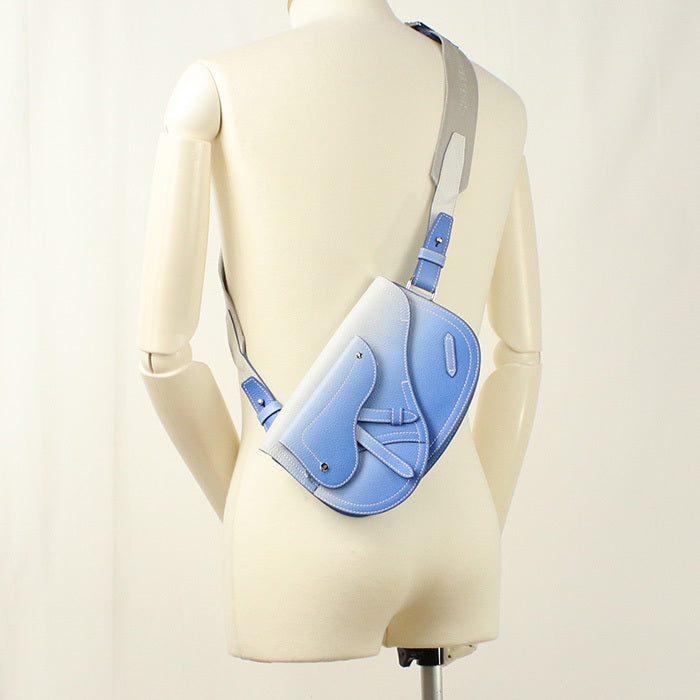 Dior Saddle Body Bag Powder Blue Leather Crossbody Bag