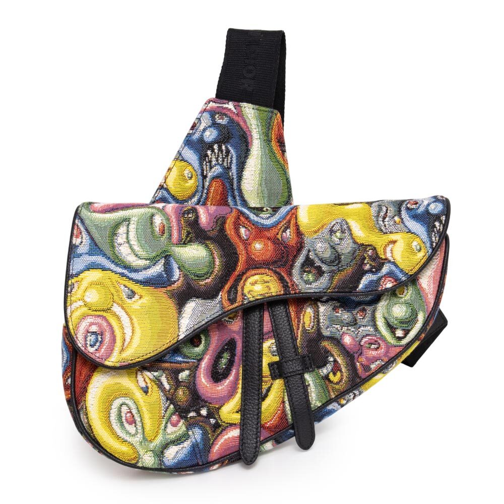 Dior x Kenny Scharf Saddle Bag Multicolor Jacquard Crossbody Bag SS21