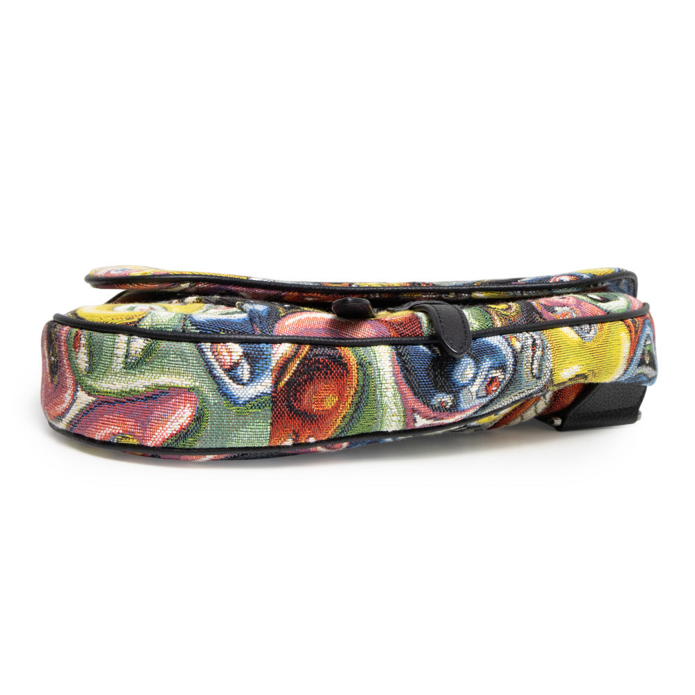 Dior x Kenny Scharf Saddle Bag Multicolor Jacquard Crossbody Bag SS21